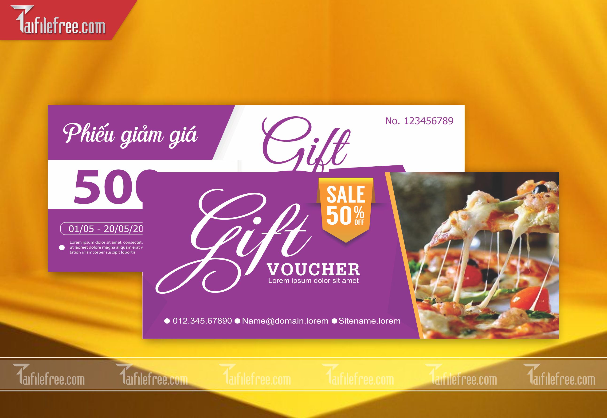 Mẫu Gift Voucher - Quà tặng, Thẻ Giảm Giá, Voucher Food TGG18