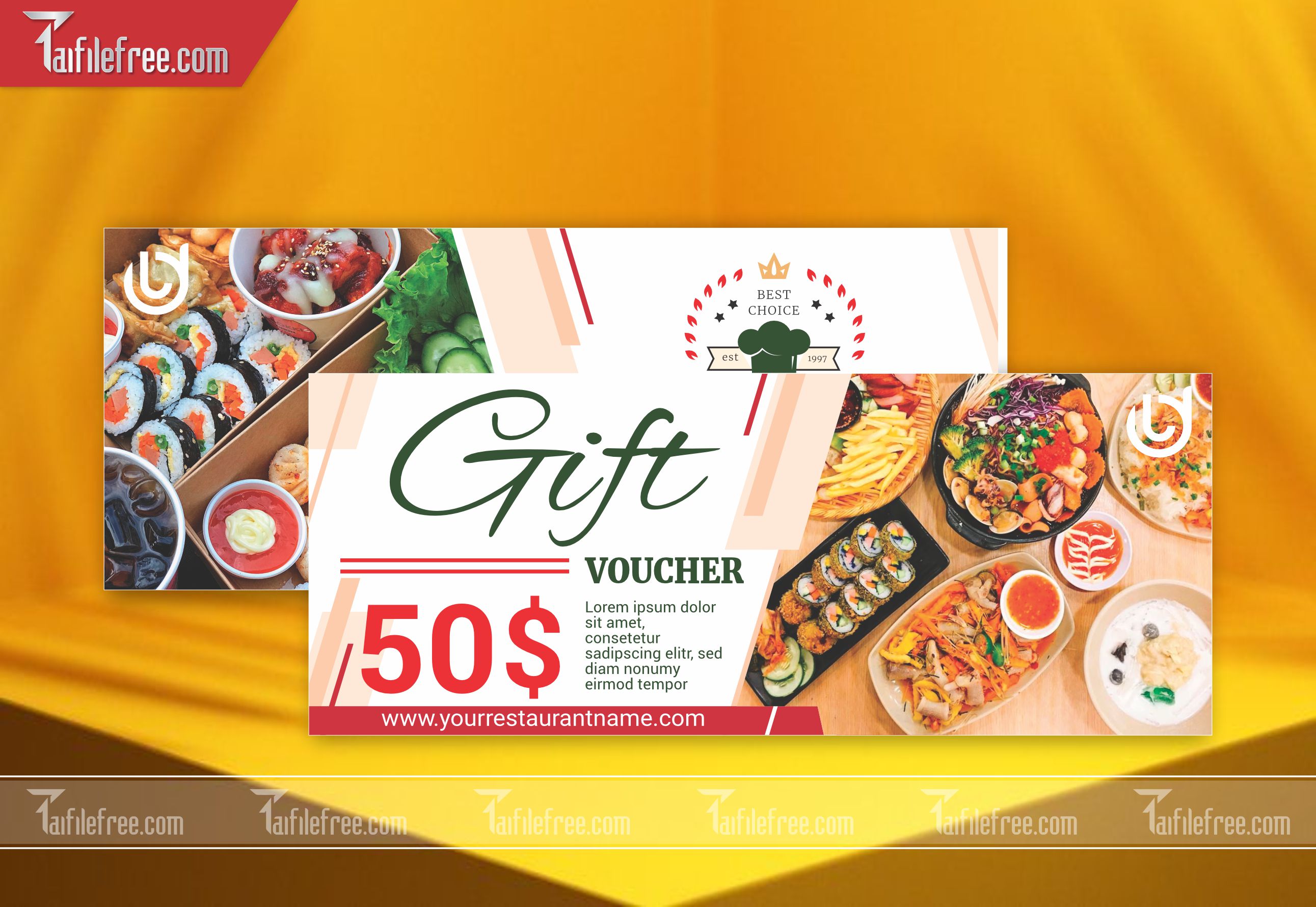 Mẫu Gift Voucher - Quà tặng, Thẻ Giảm Giá, Voucher Food TGG22
