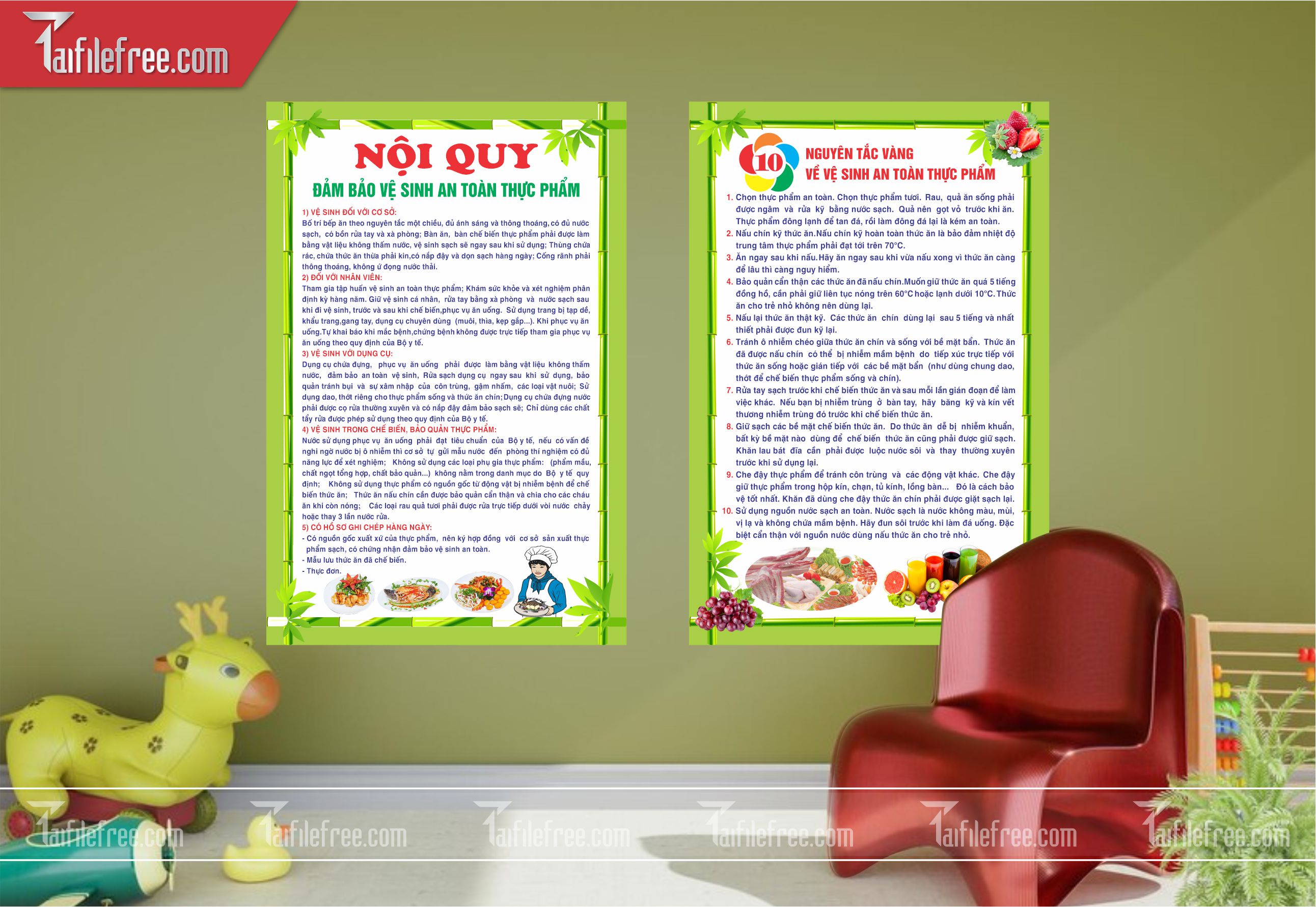 Bảng Nội Quy Đảm Bảo Vệ Sinh An Toàn Thực Phẩm_TH01