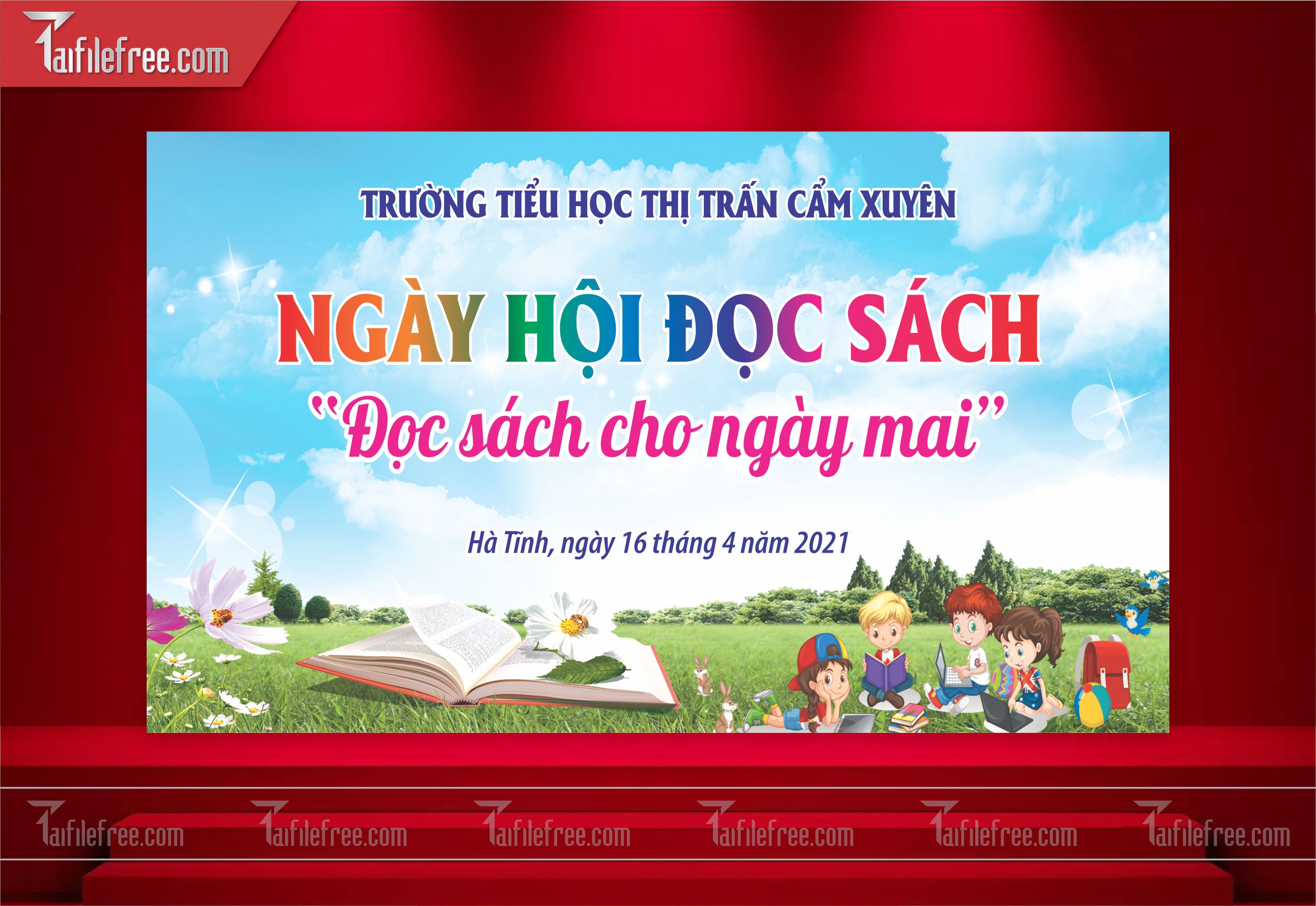 Background Phông Nền Tiểu Học, Ngày Hội Đọc Sách TH07