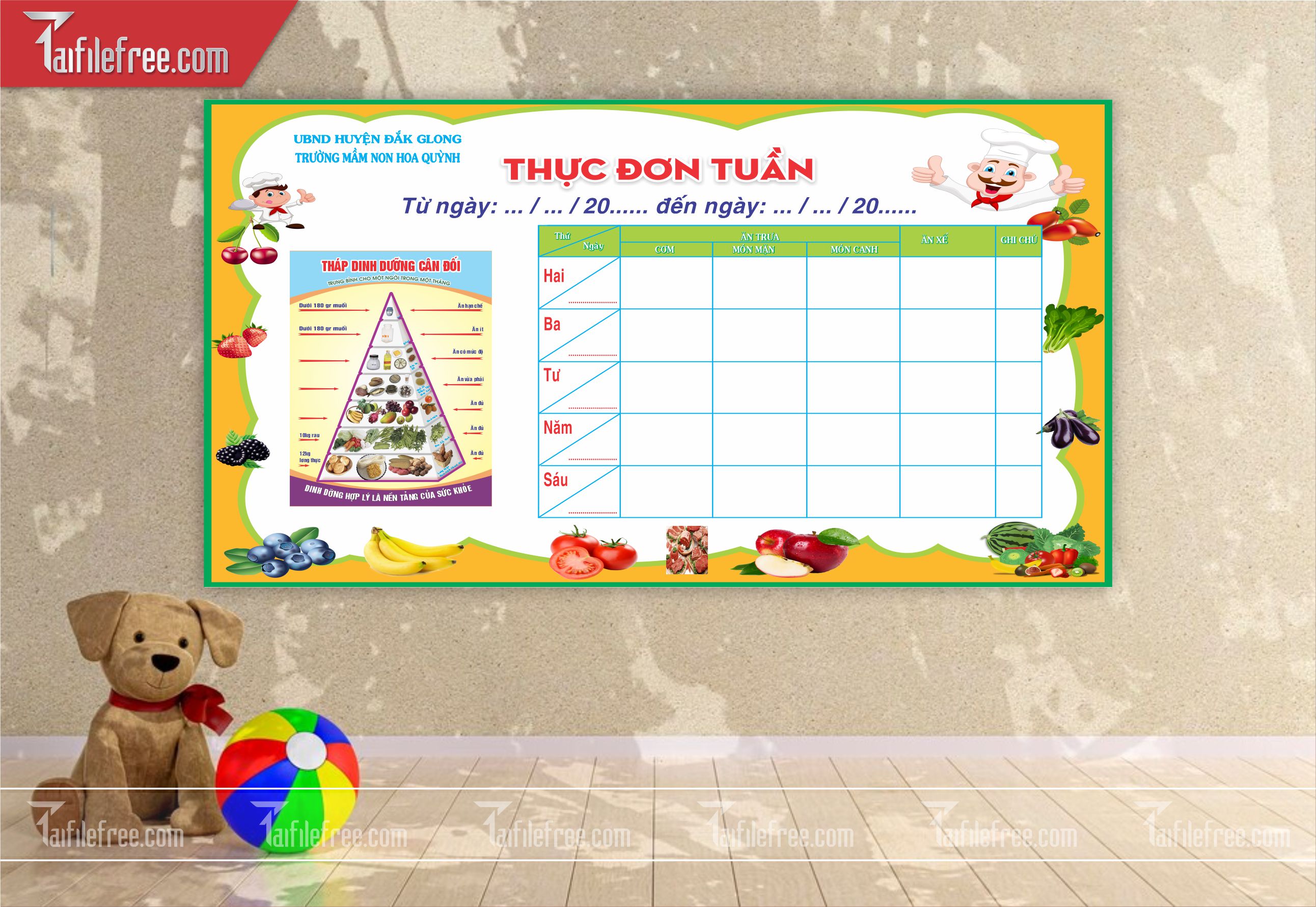 Bảng Thực Đơn Tuần TH18