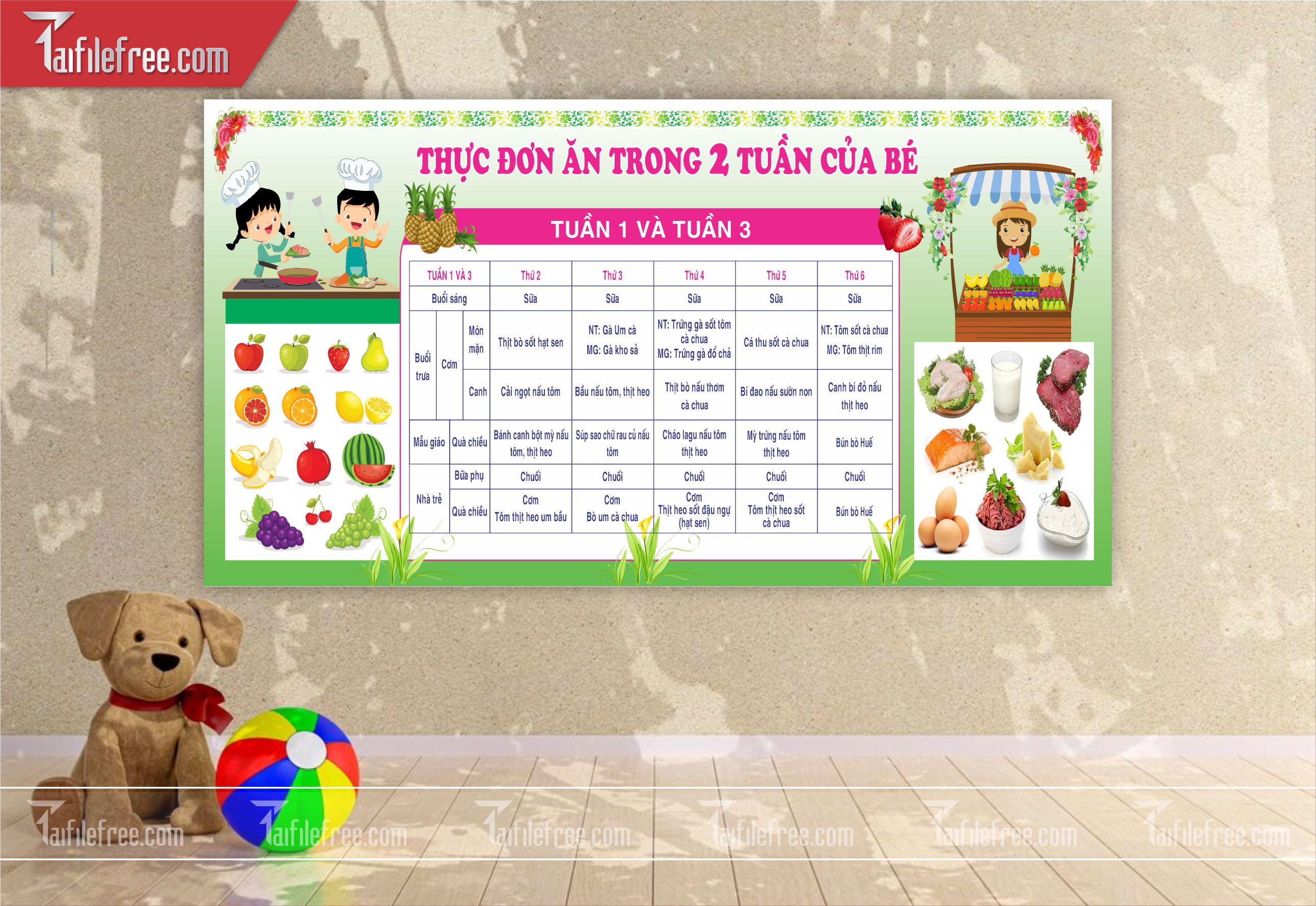 Bảng Thực Đơn Ăn Trong 2 Tuần Của Bé TH26