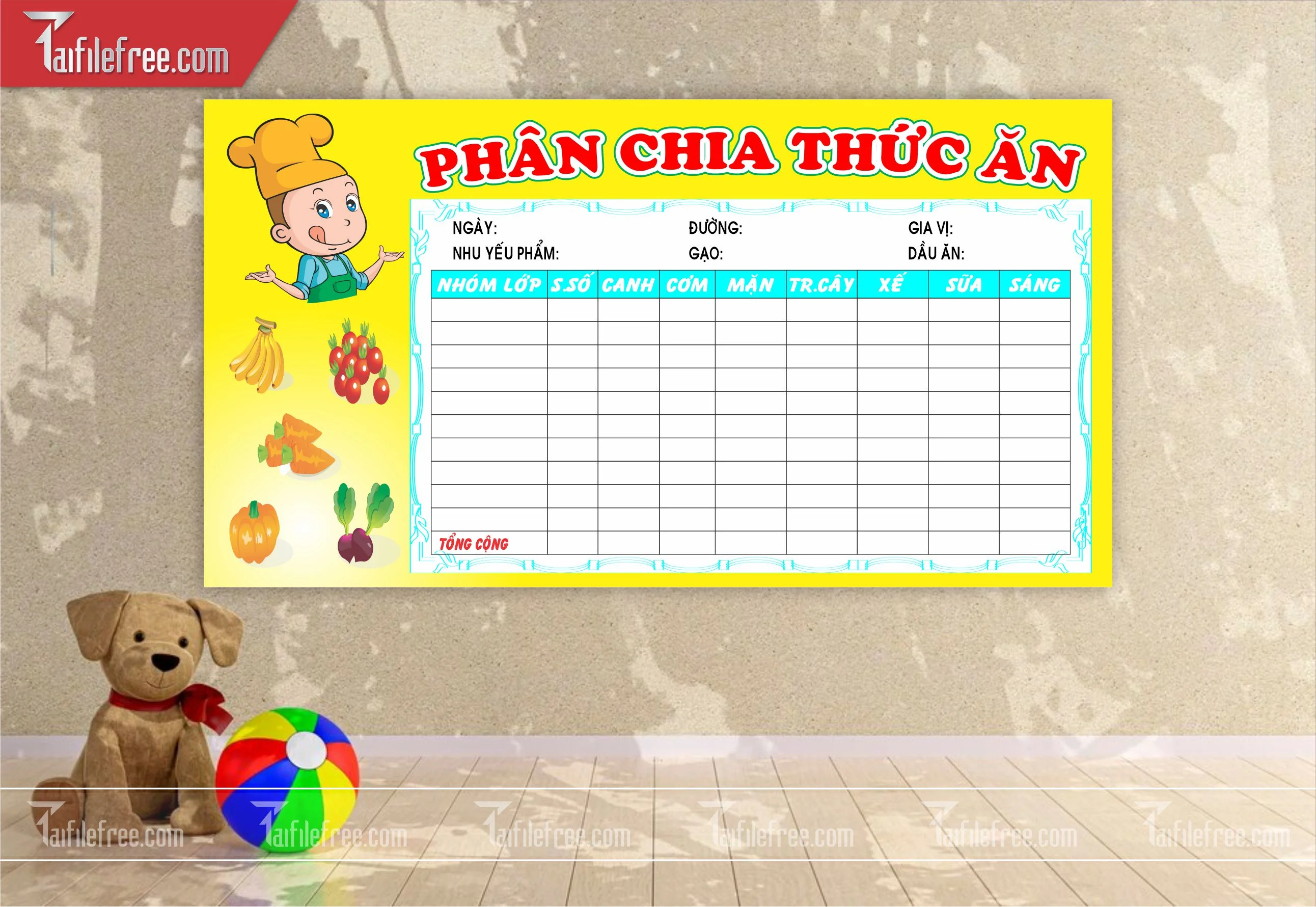 Bảng Phân Chia Thức Ăn TH28
