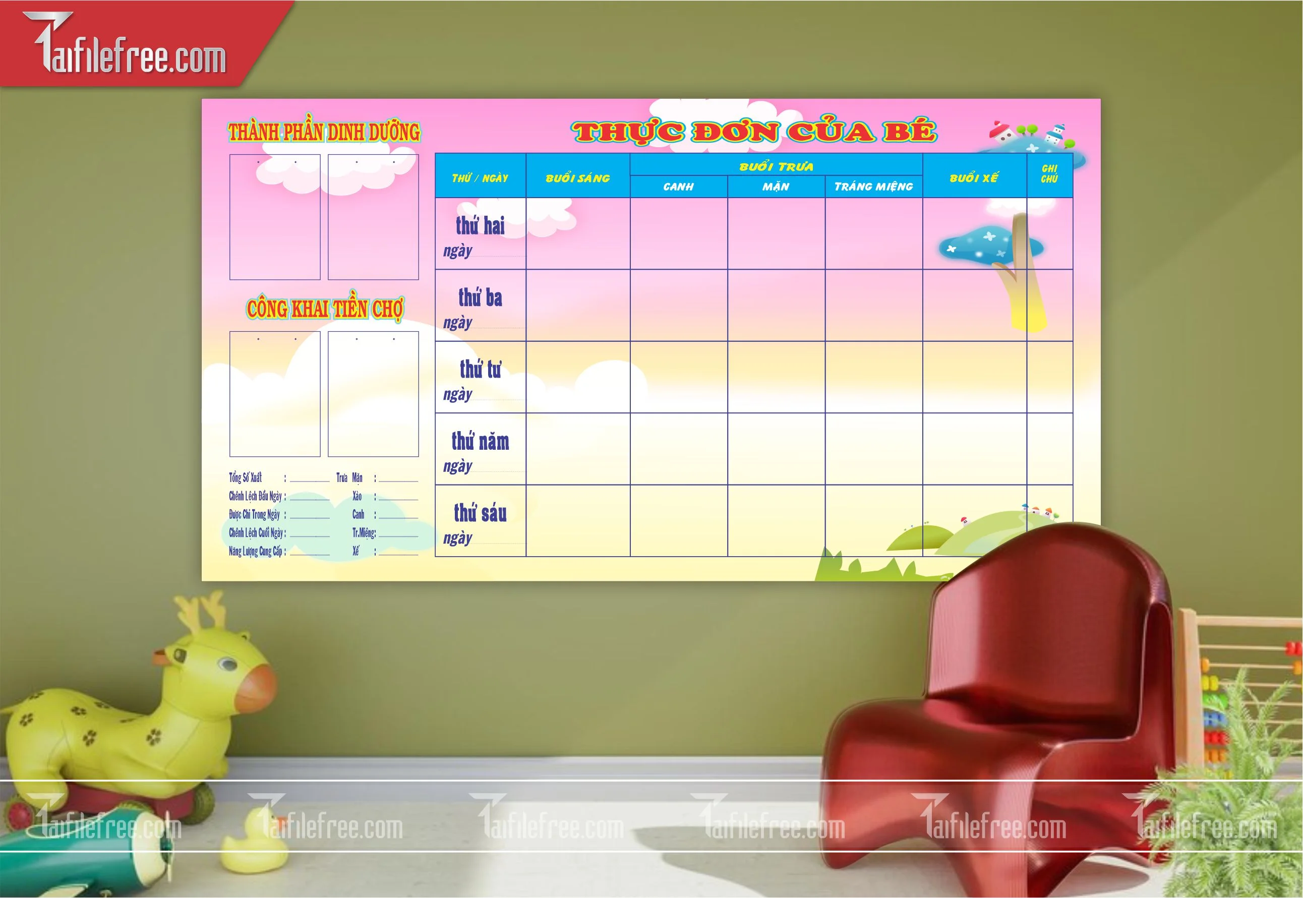 Bảng Thực Đơn Của Bé TH29