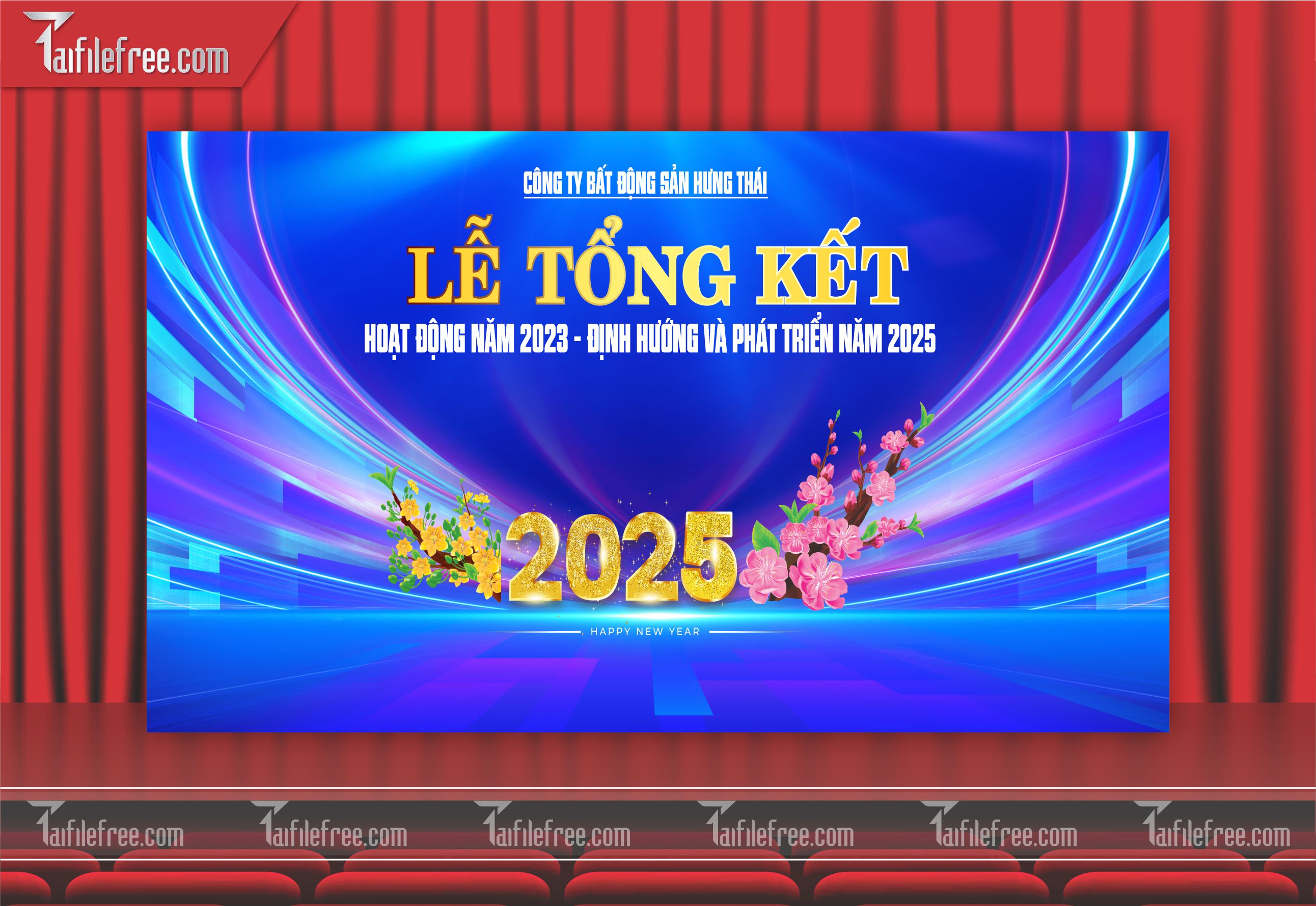 Background Phông Nền Sân Khấu Tổng Kết Cuối Năm Công Ty Doanh Nghiệp TK01