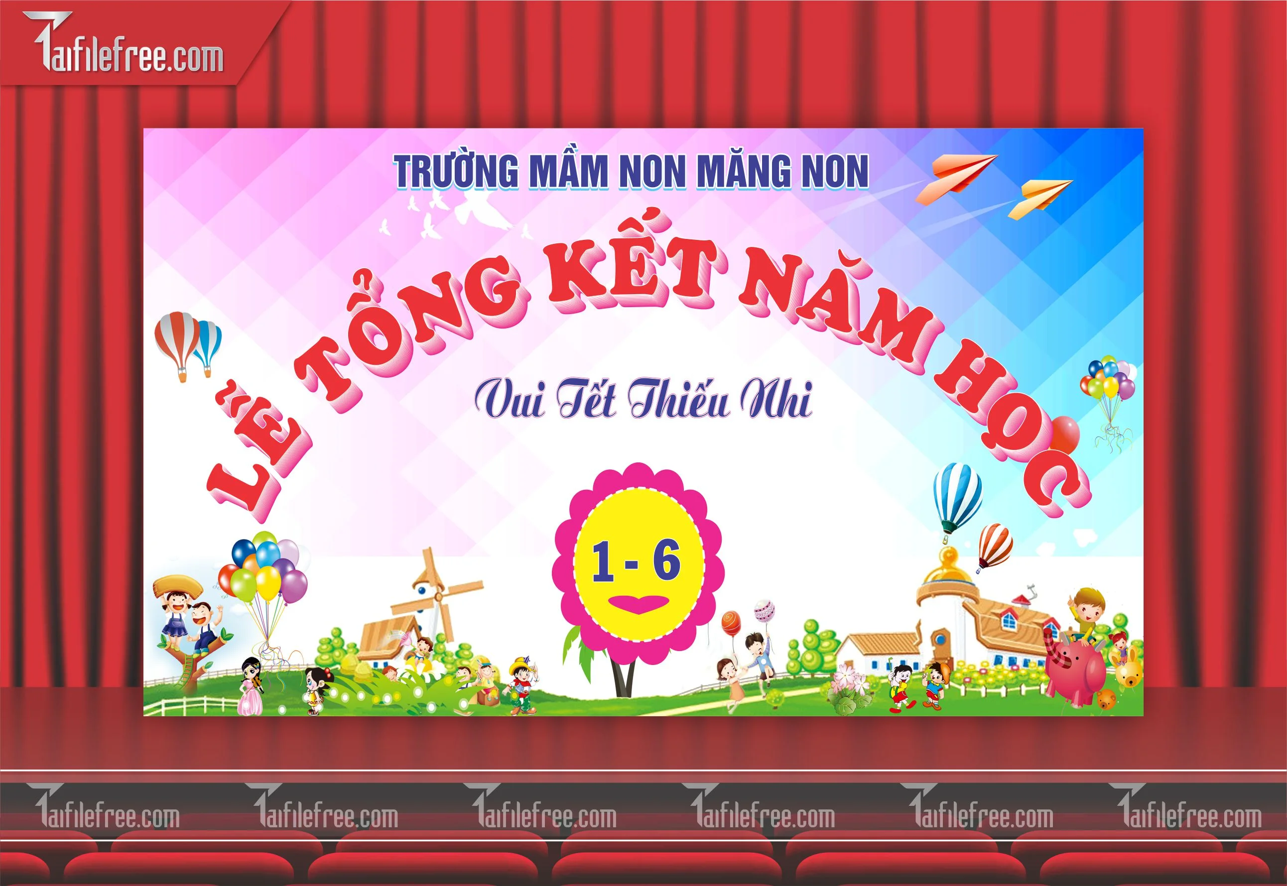 Background Phông Nền Sân Khấu Tổng Kết Cuối Năm Trường Học TK05