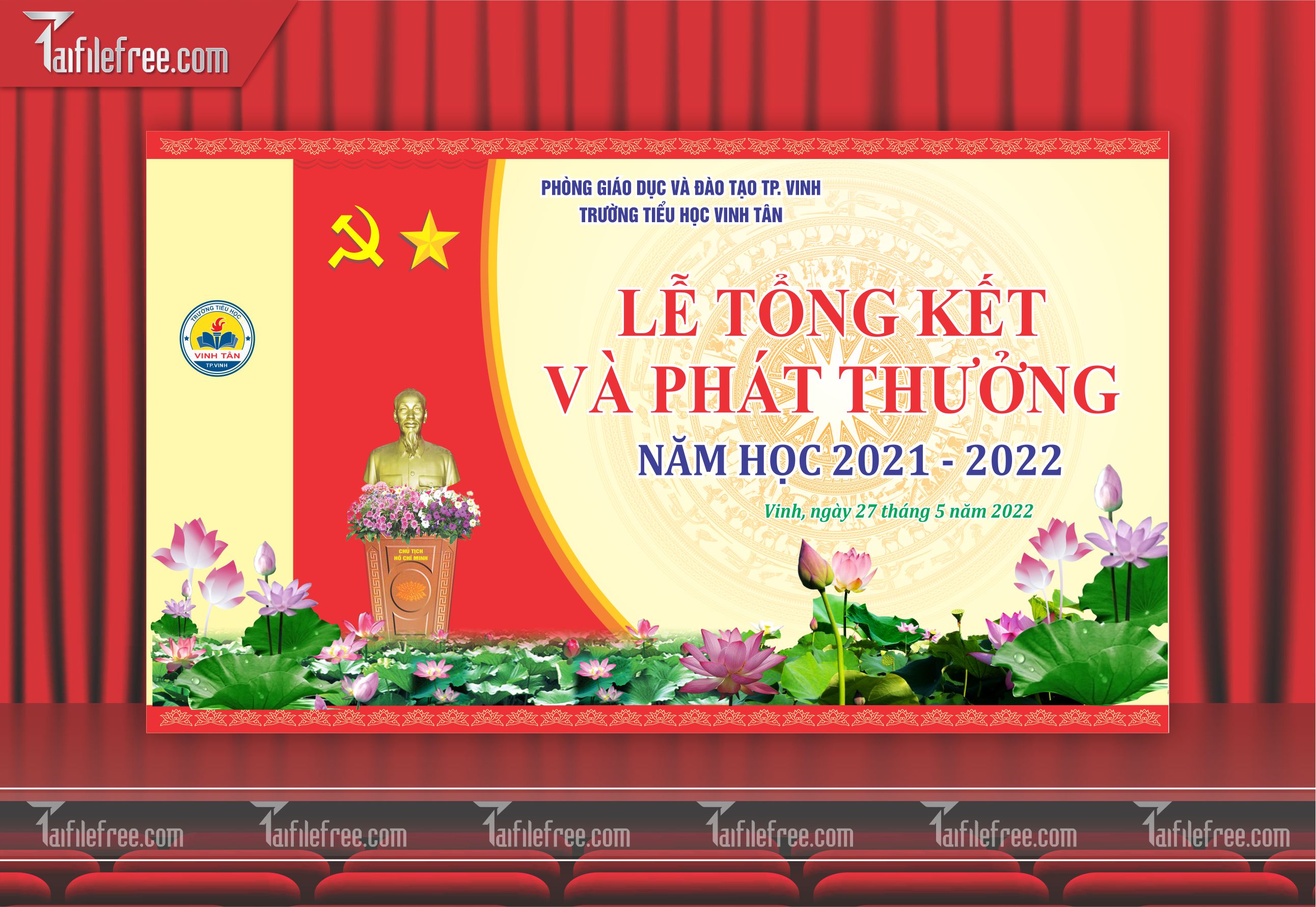 Background Phông Nền Sân Khấu Tổng Kết Cuối Năm Trường Học TK08