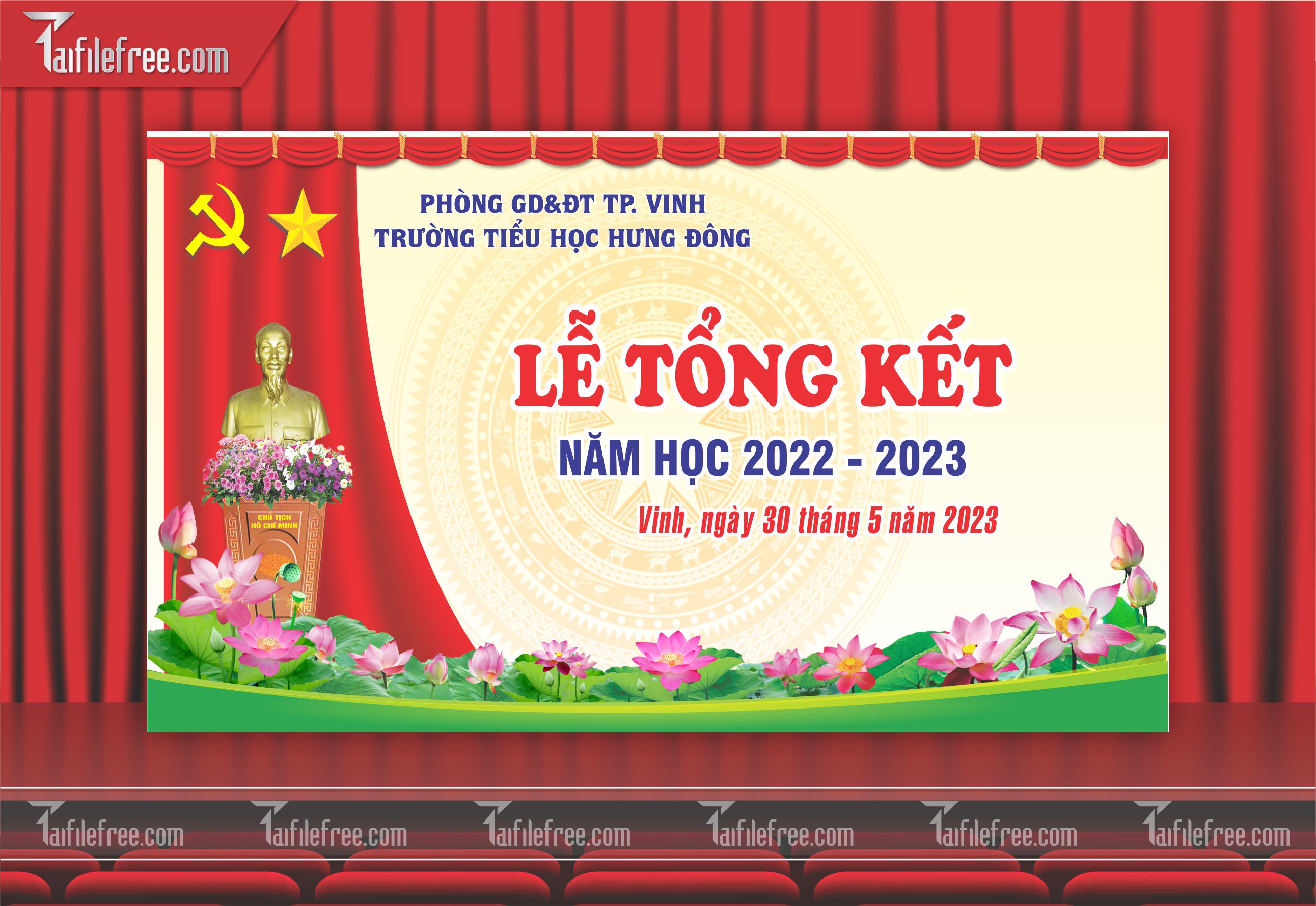 Background Phông Nền Sân Khấu Tổng Kết Cuối Năm Trường Học TK09