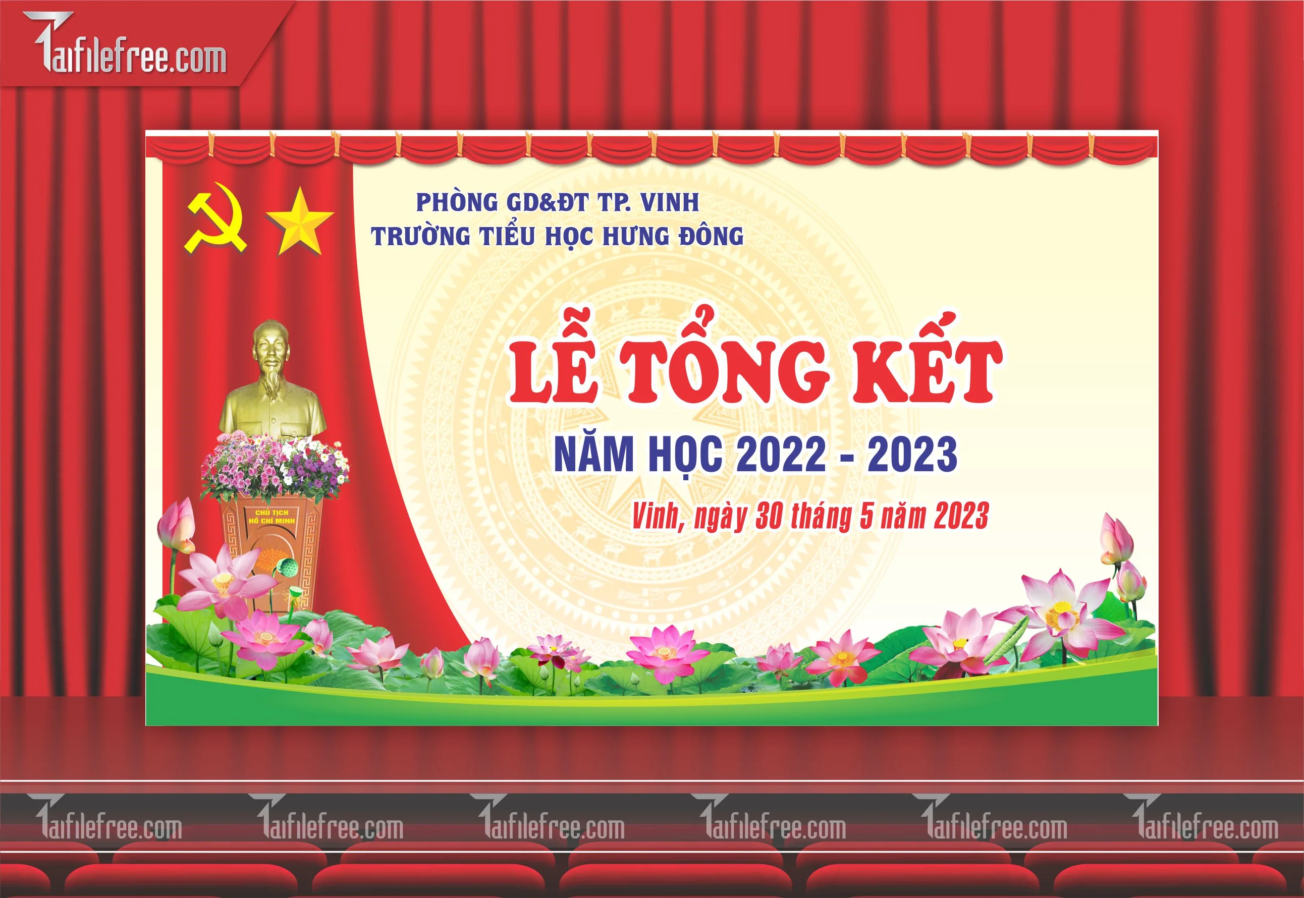 Background Phông Nền Sân Khấu Tổng Kết Cuối Năm Trường Học TK09