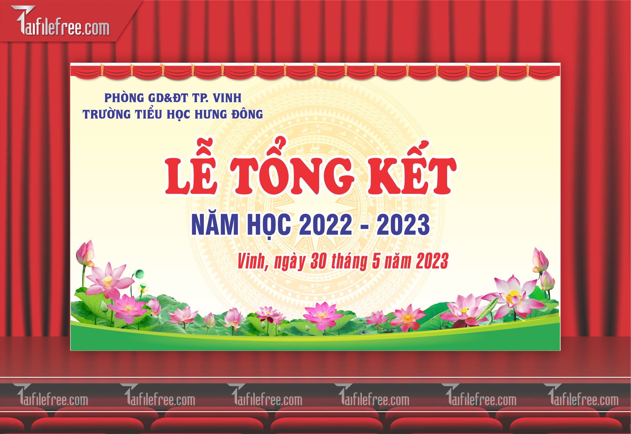 Background Phông Nền Sân Khấu Tổng Kết Cuối Năm Trường Học TK10