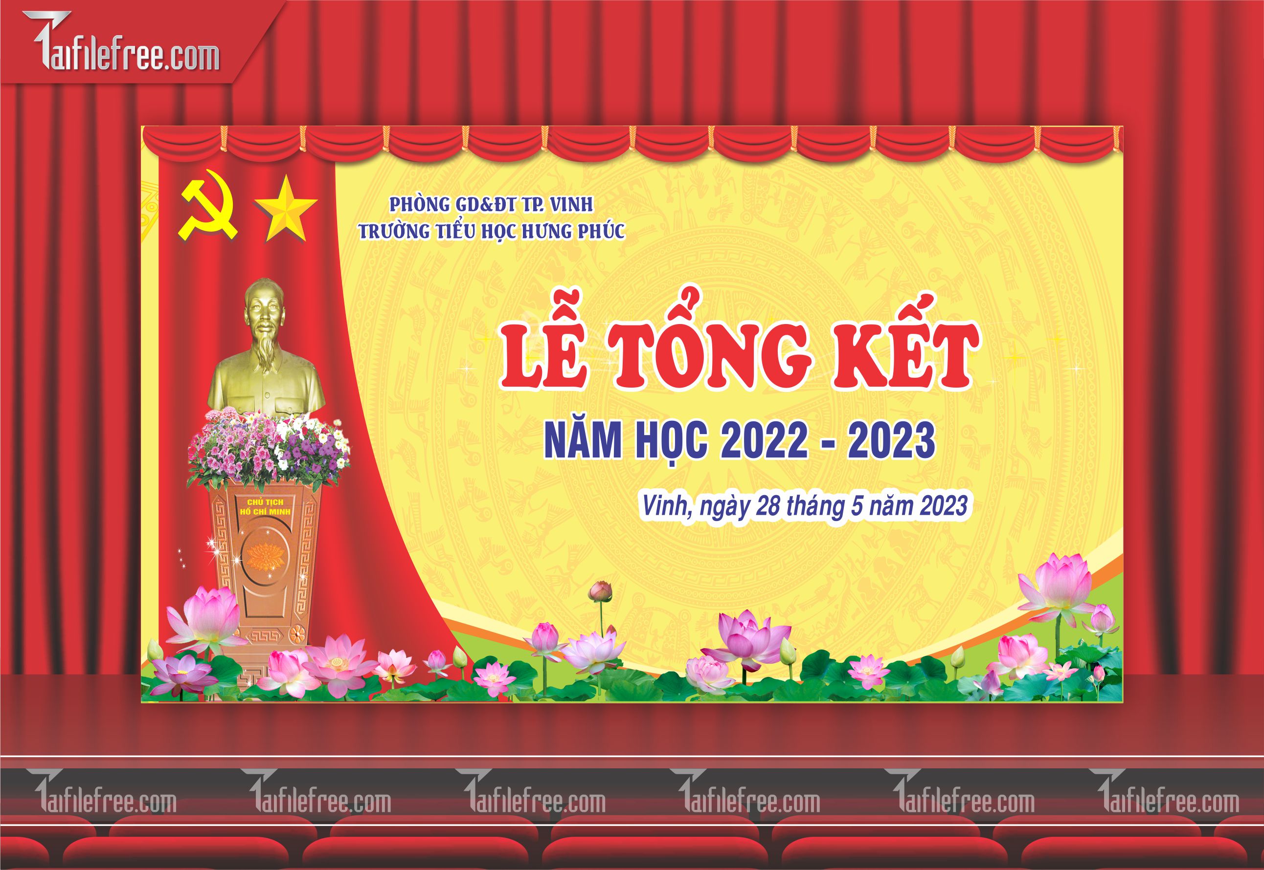 Background Phông Nền Sân Khấu Tổng Kết Cuối Năm Trường Học TK12