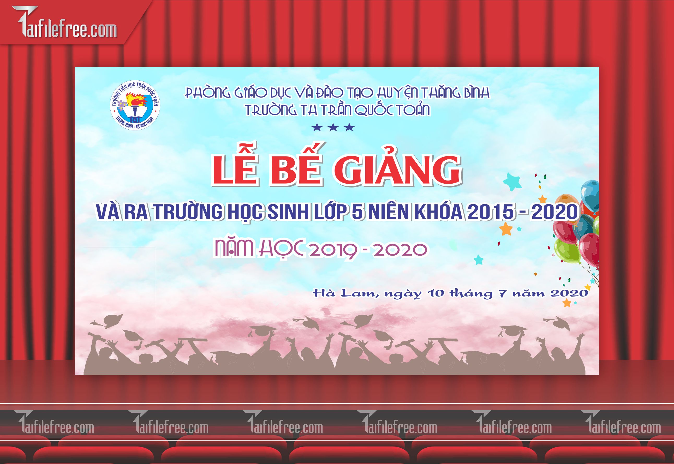 Background Phông Nền Sân Khấu Tổng Kết Cuối Năm Trường Học TK14