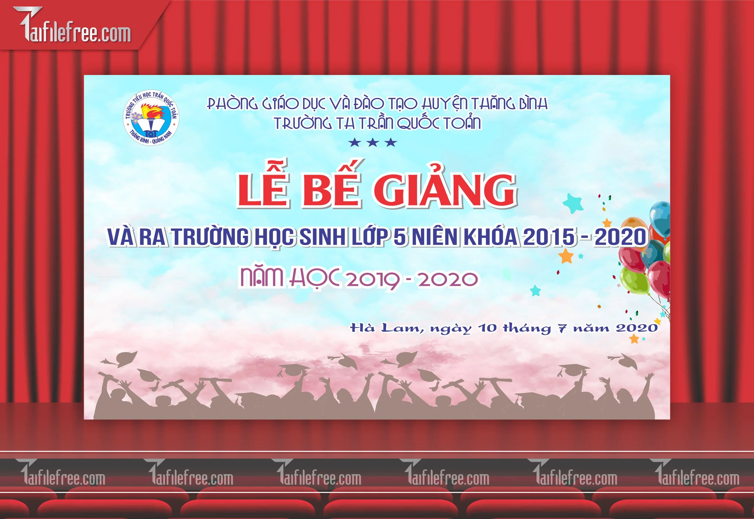 Background Phông Nền Sân Khấu Tổng Kết Cuối Năm Trường Học TK14
