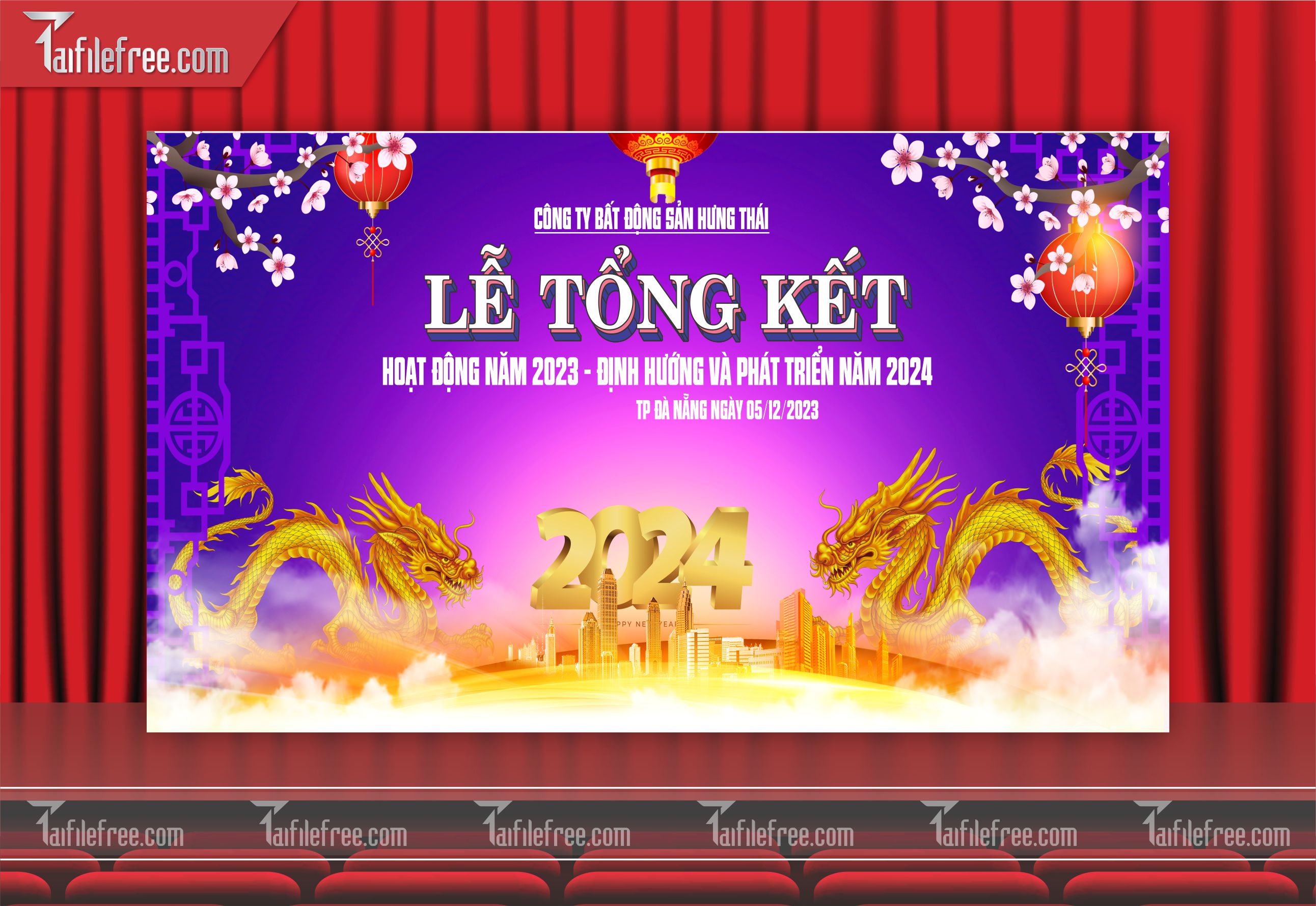 Background Phông Nền Sân Khấu Tổng Kết Cuối Năm Công Ty Doanh Nghiệp TK23