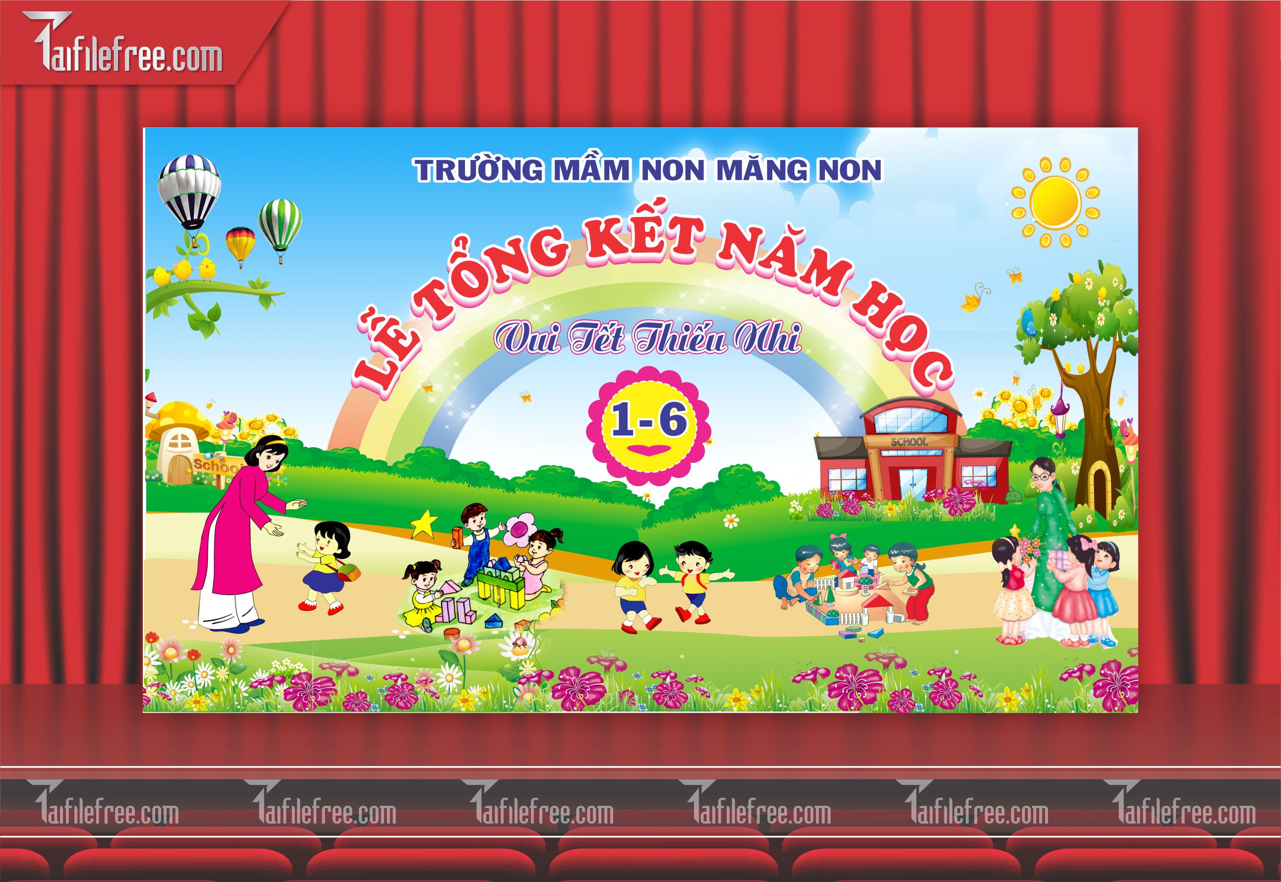 Background Phông Nền Sân Khấu Tổng Kết Cuối Năm Trường Học TK24
