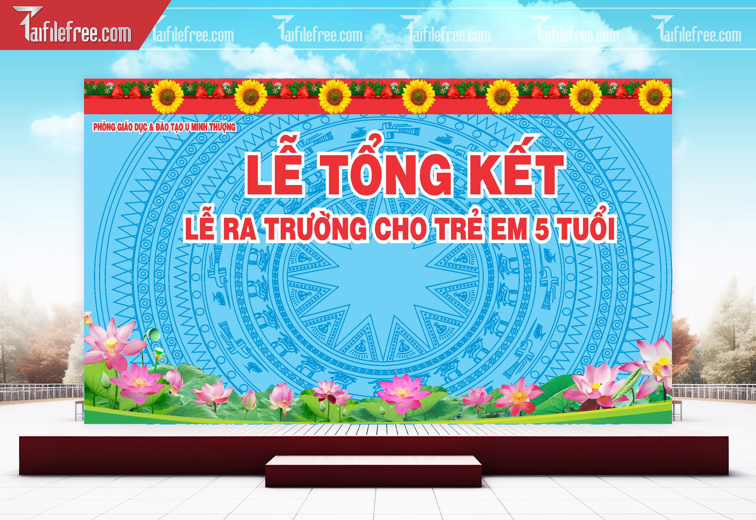 Background Phông Nền Sân Khấu Tổng Kết Cuối Năm Trường Học TK27