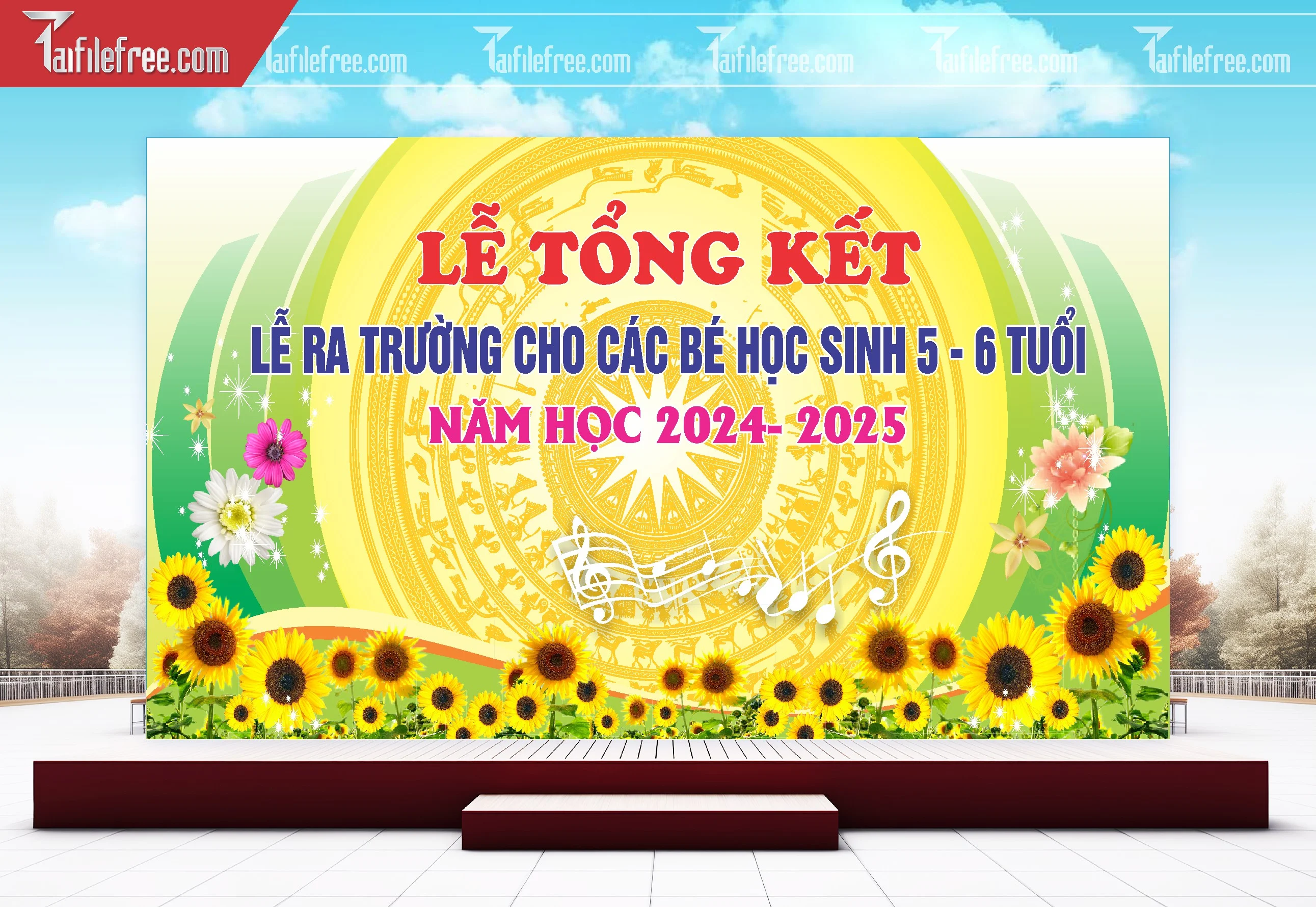 Background Phông Nền Sân Khấu Tổng Kết Cuối Năm Trường Học TK28