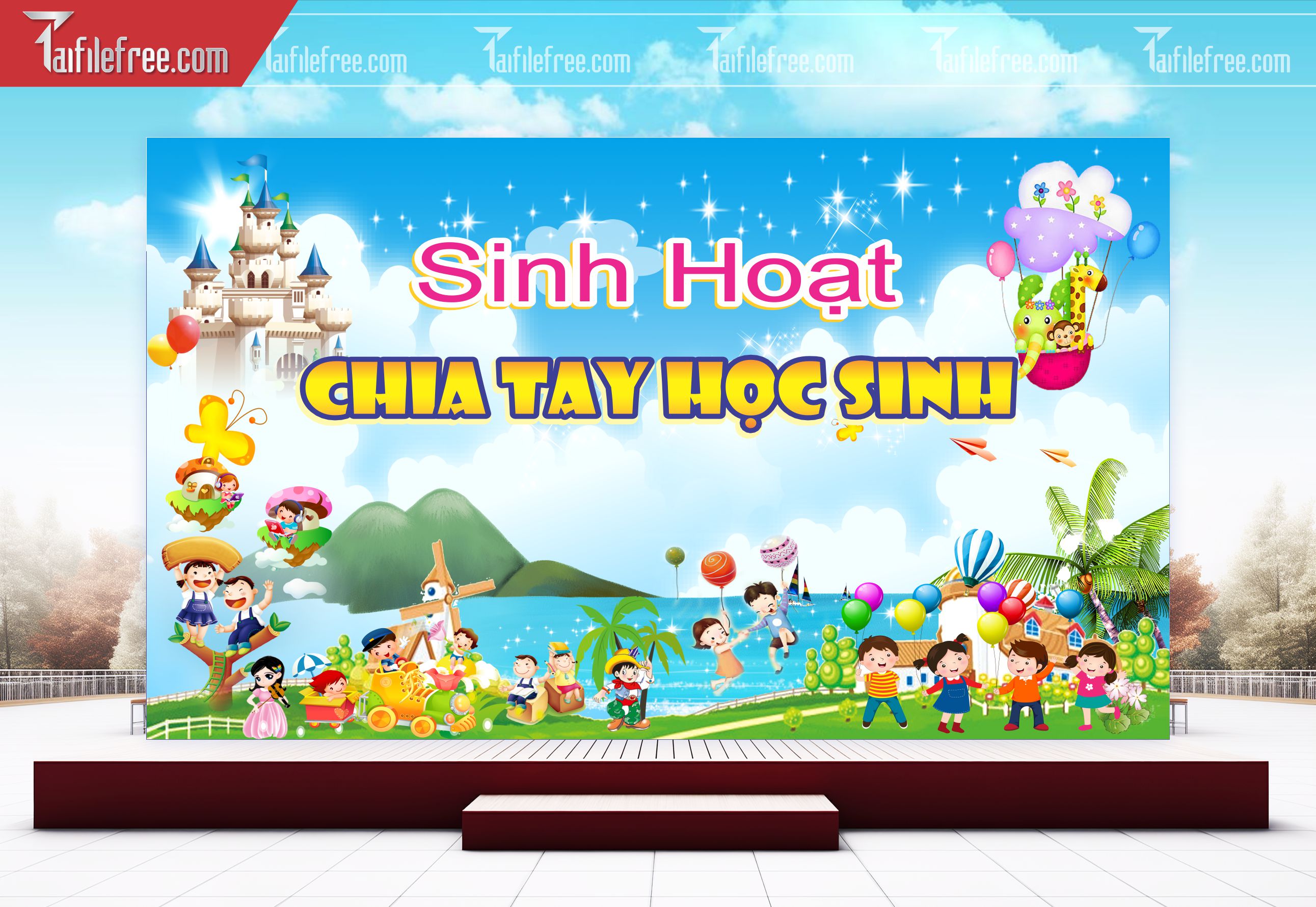 Background Phông Nền Sân Khấu Sinh Hoạt Chia Tay Học Sinh TK41