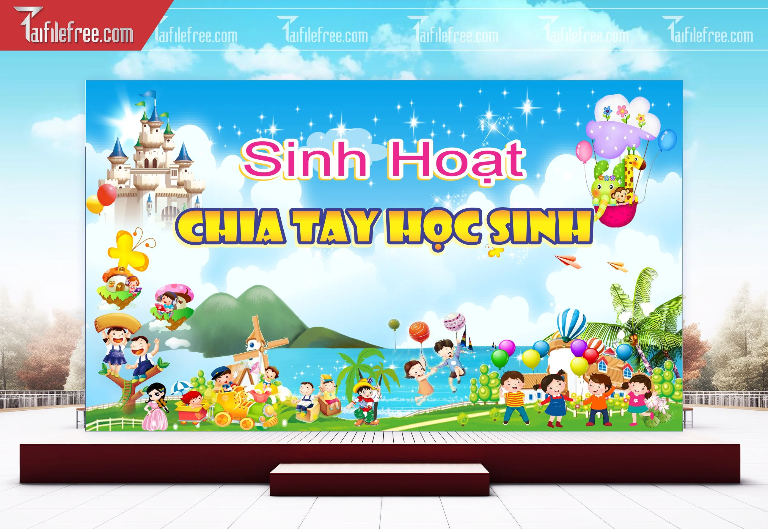 Background Phông Nền Sân Khấu Sinh Hoạt Chia Tay Học Sinh TK41