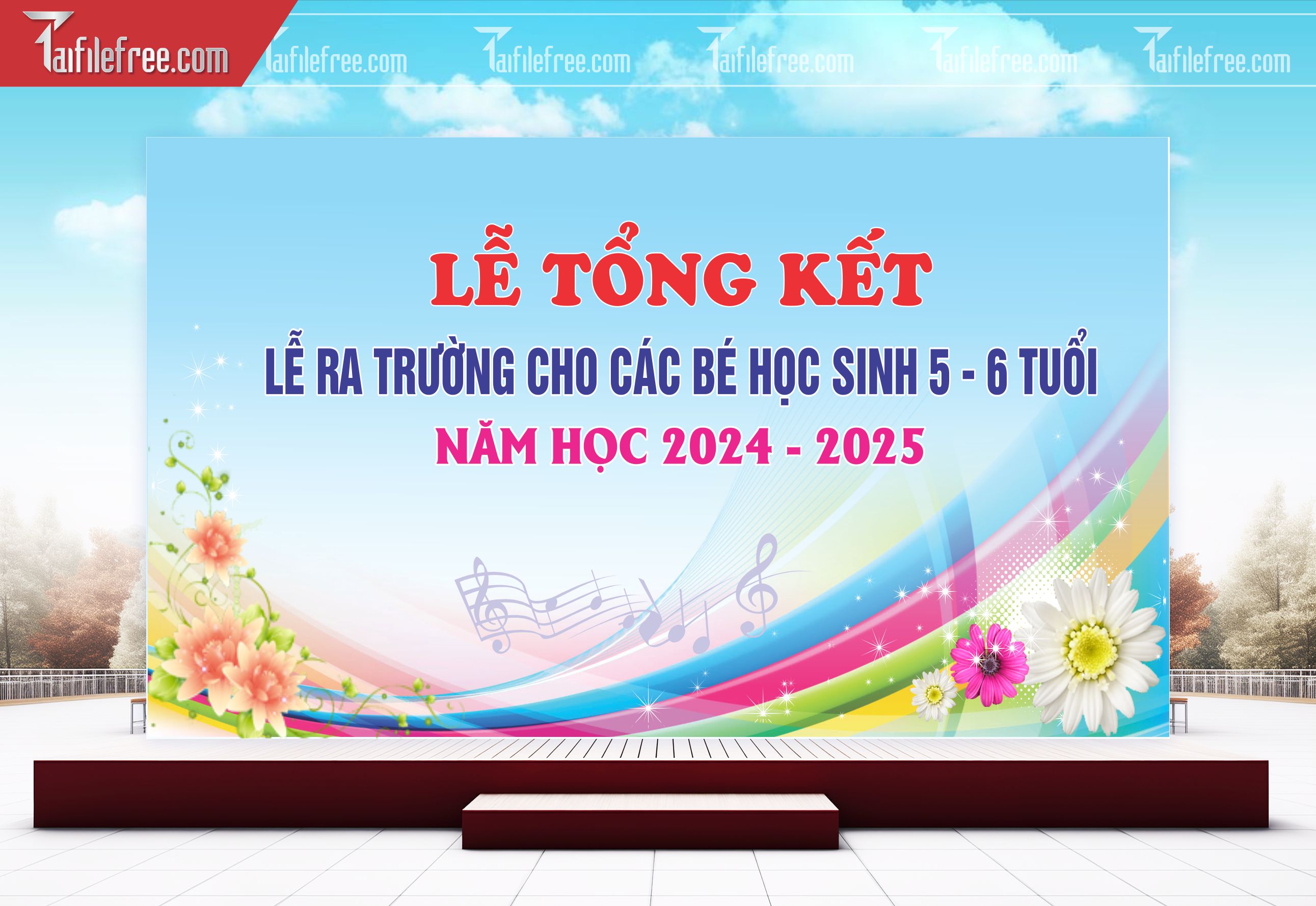 Background Phông Nền Sân Khấu Tổng Kết Cuối Năm Trường Học TK44