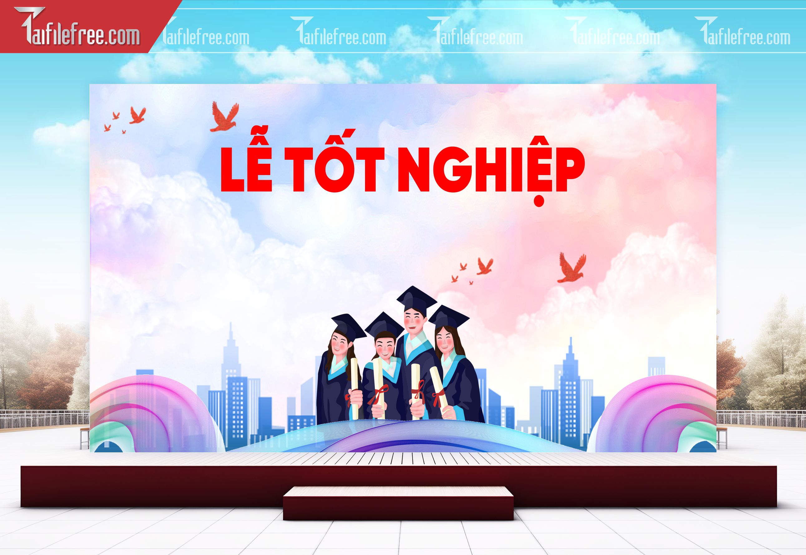 Background Phông Nền Sân Khấu Lễ Tốt Nghiệp TK49