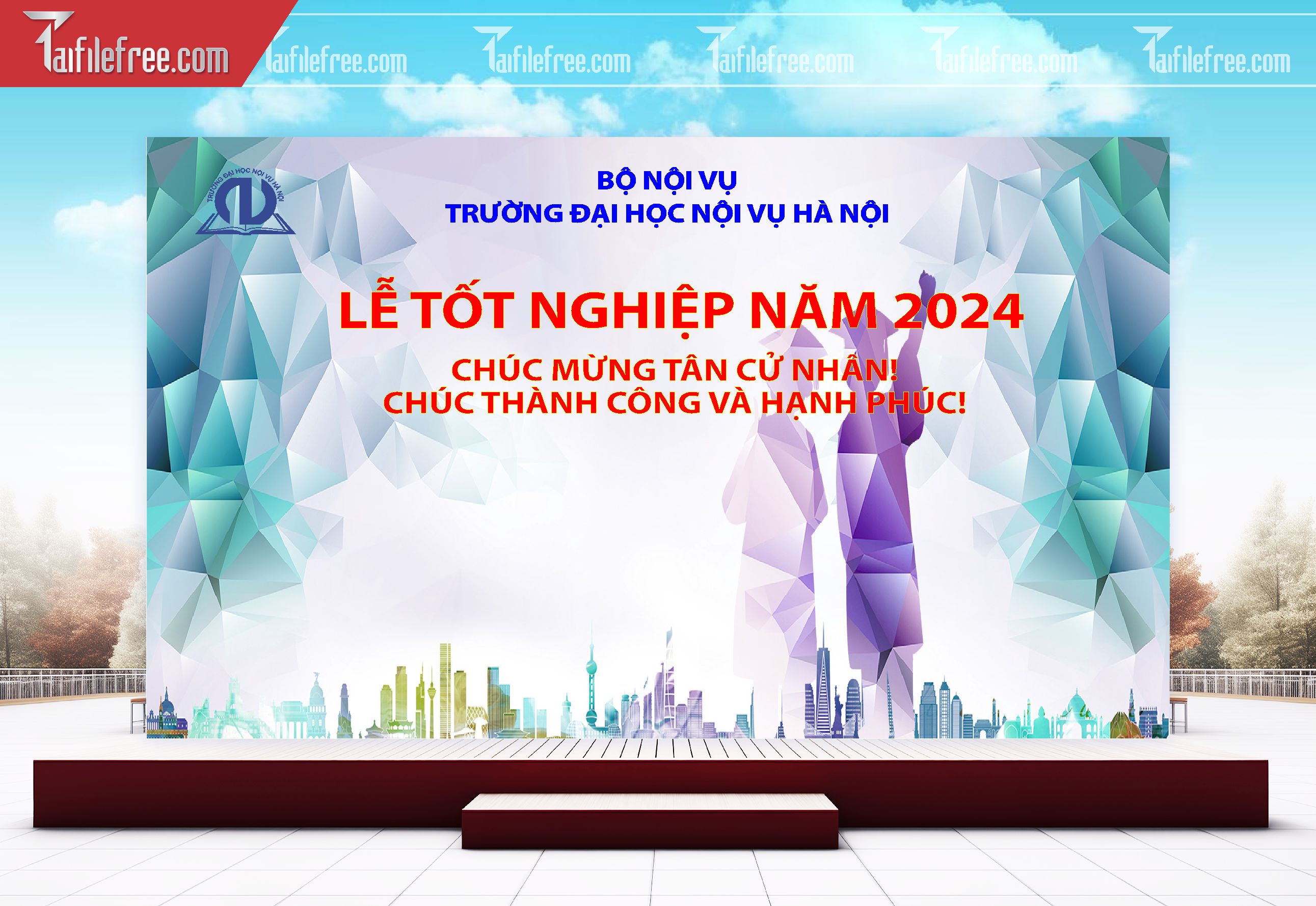 Background Phông Nền Sân Khấu Tổng Kết Cuối Năm Trường Học TK65