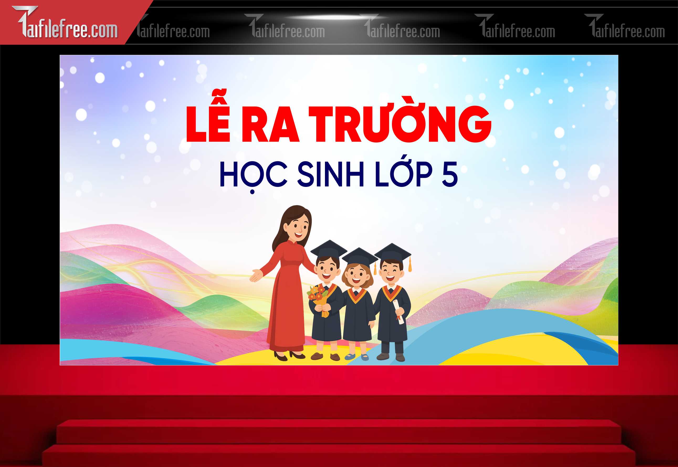 Background Phông Nền Sân Khấu Tổng Kết Cuối Năm Trường Học TK79