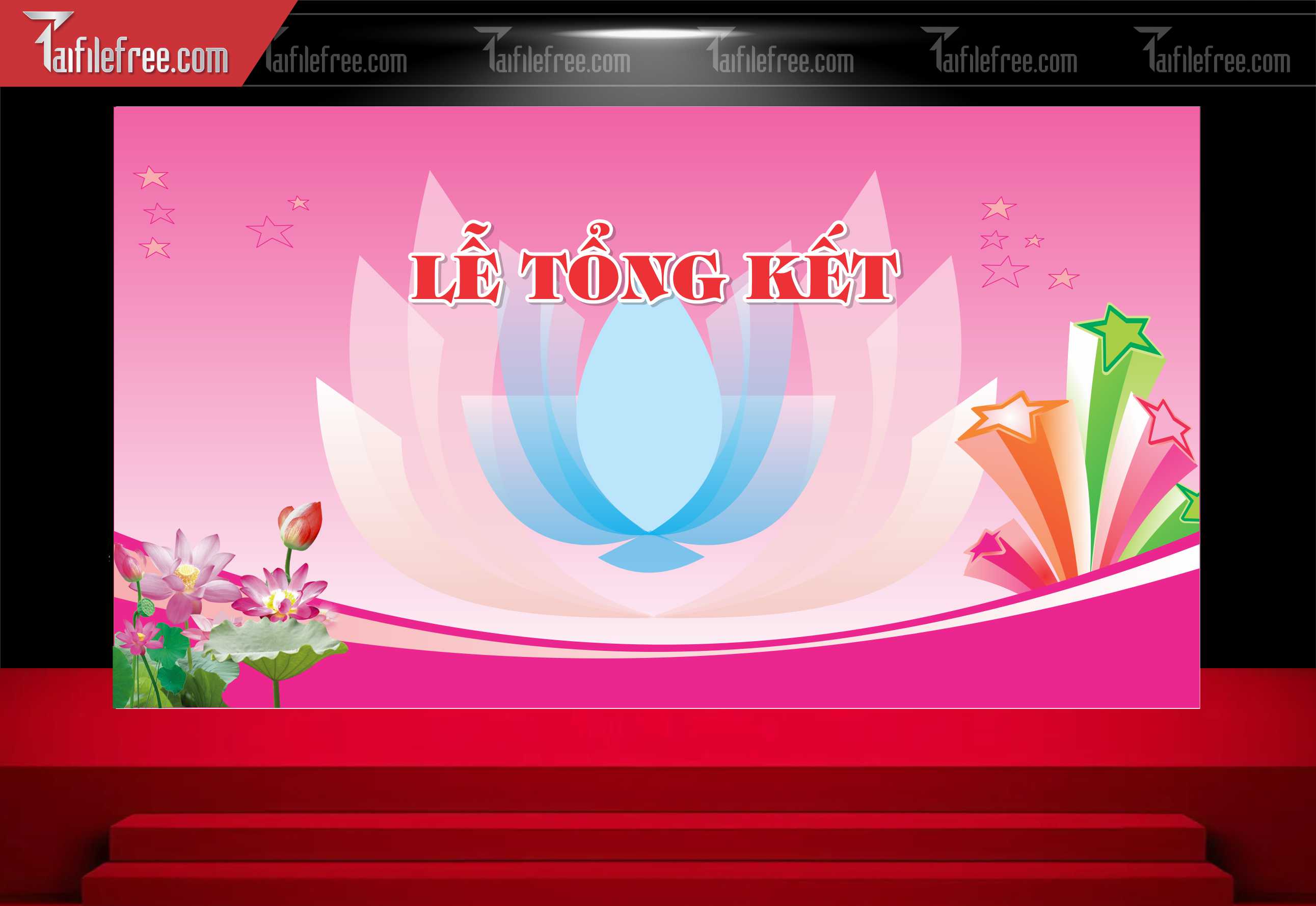 Background Phông Nền Sân Khấu Tổng Kết Cuối Năm Trường Học TK81