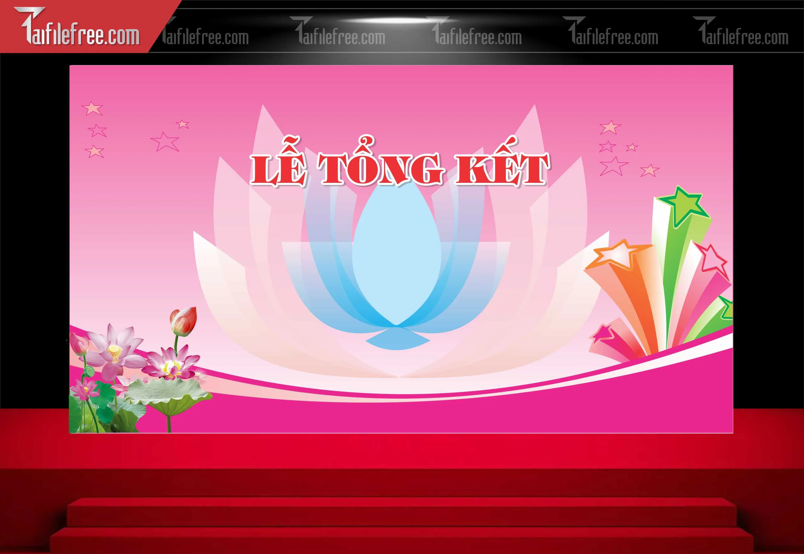 Background Phông Nền Sân Khấu Tổng Kết Cuối Năm Trường Học TK81