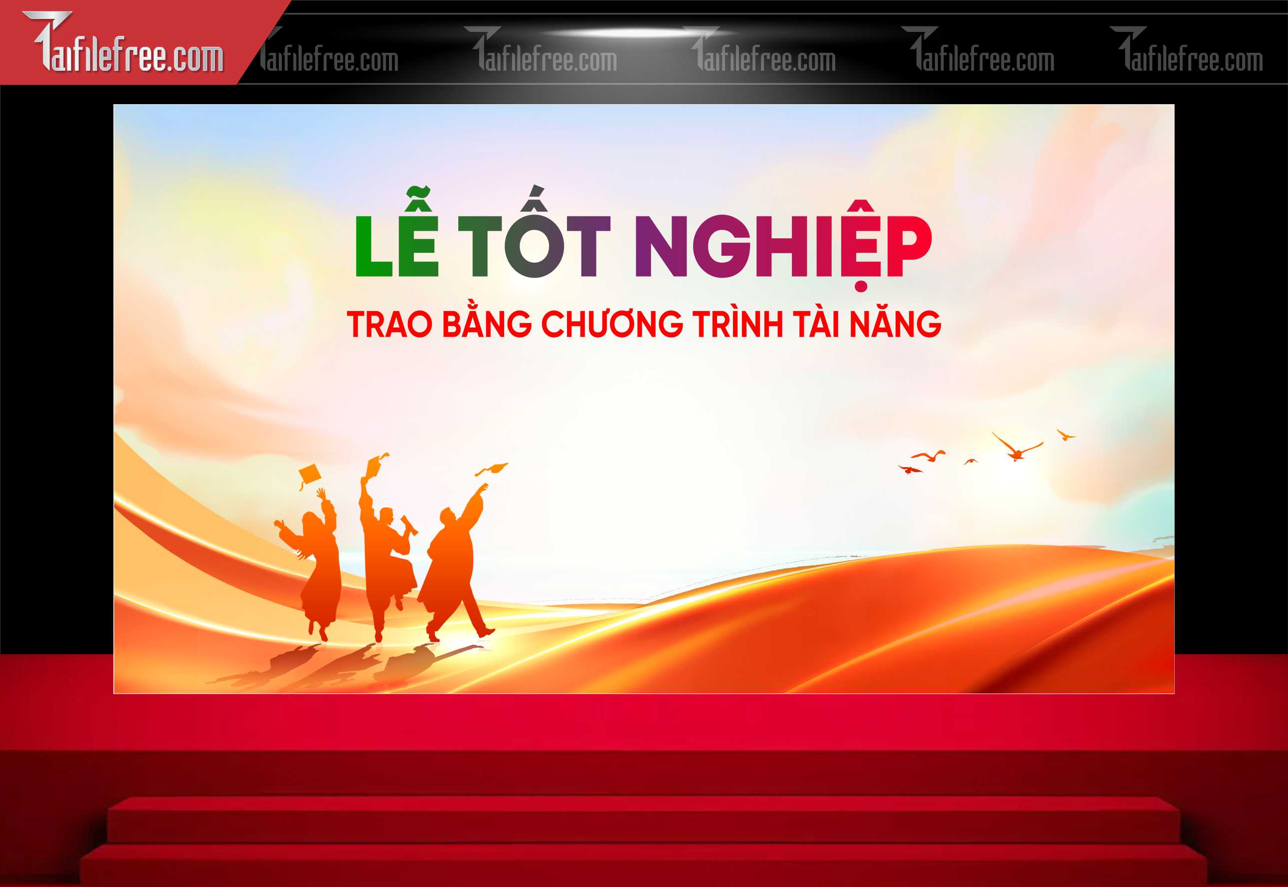 Background Phông Nền Sân Khấu Tổng Kết Cuối Năm Trường Học TK82