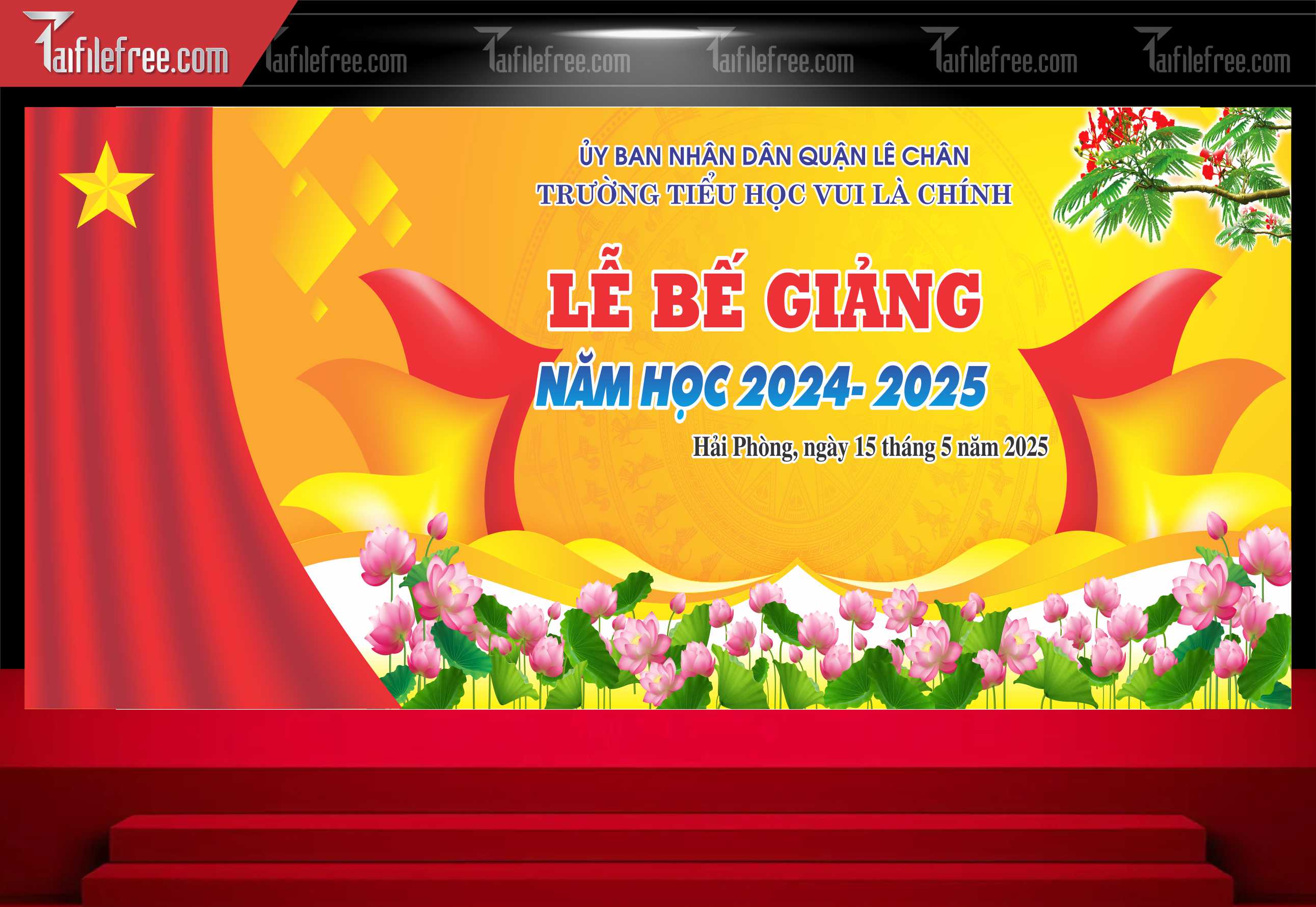 Background Phông Nền Sân Khấu Tổng Kết Cuối Năm Trường Học TK84