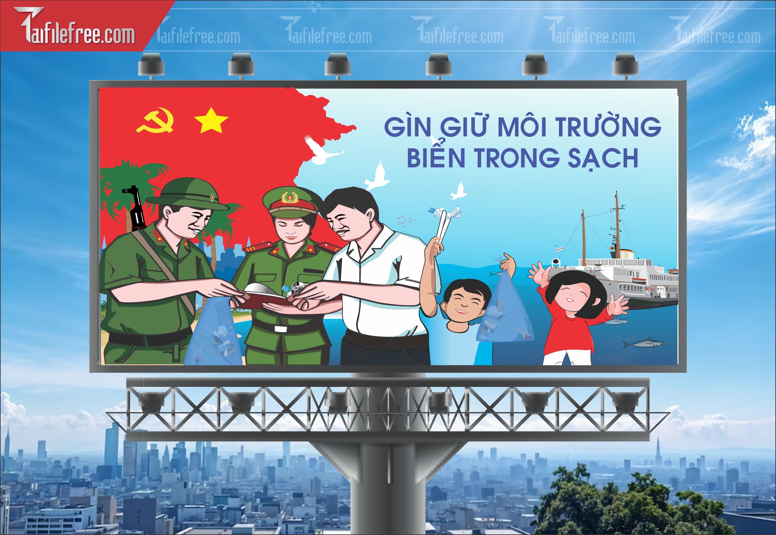 Banner Cổ Động Bảo Vệ Môi Trường Xanh Sạch Đẹp TMT25