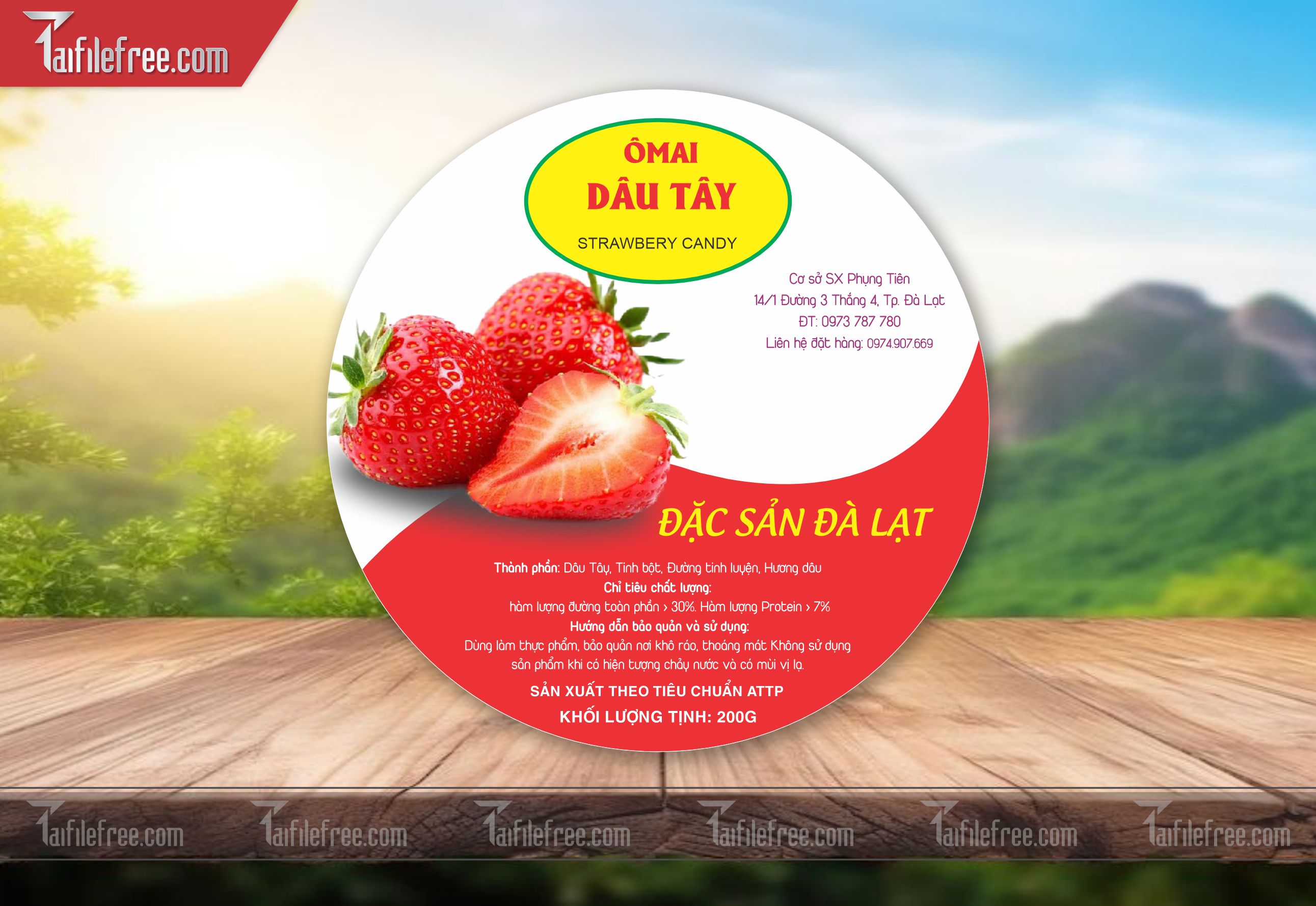Mẫu Thiết Kế Tem Nhãn Sản Phẩm, Tem Dâu Đà Lạt TN04