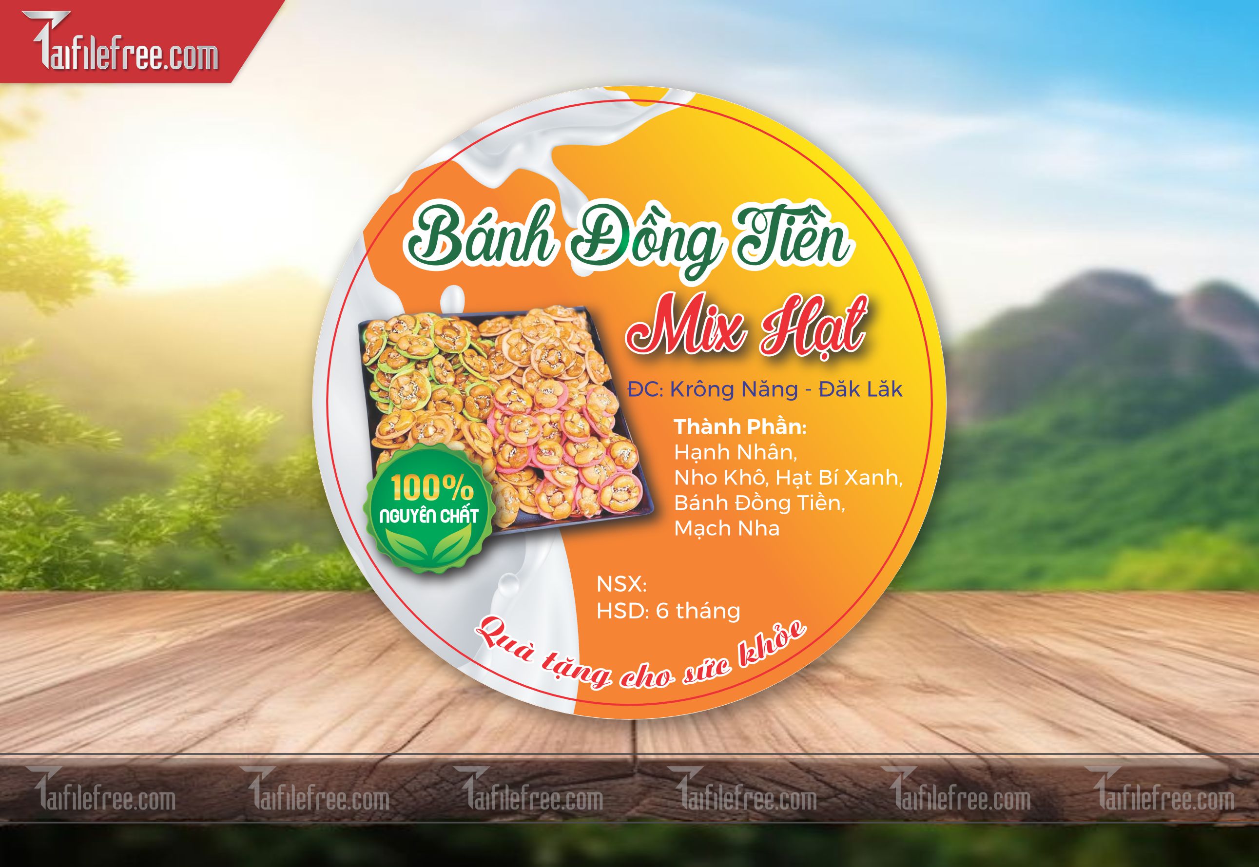 Mẫu Thiết Kế Tem Nhãn Sản Phẩm, Tem Bánh Đồng Tiền TN05