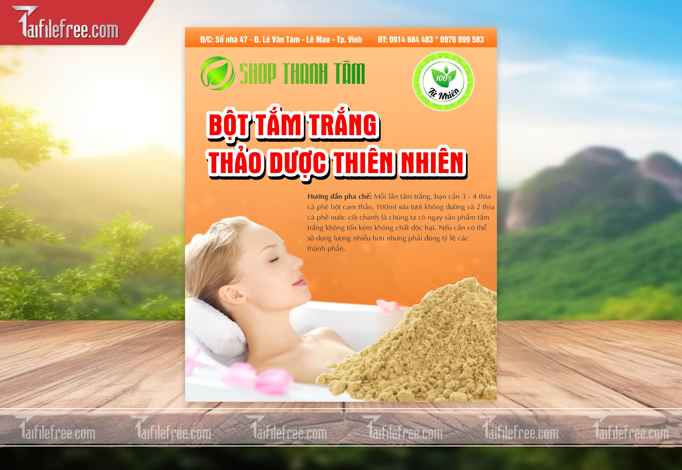 Mẫu Thiết Kế Tem Nhãn Sản Phẩm, Tem Bột Tắm Trắng TN14