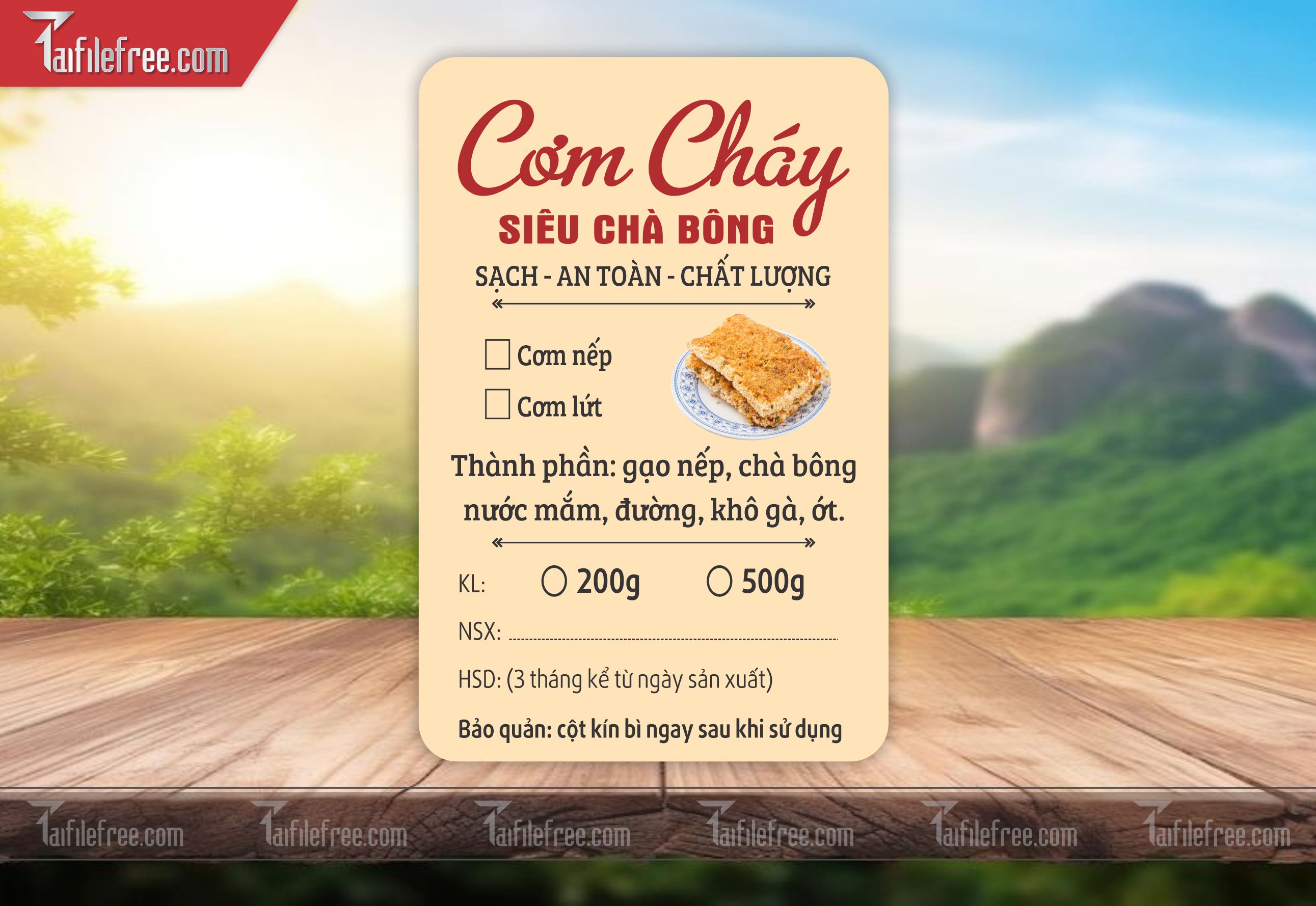 Mẫu Thiết Kế Tem Nhãn Sản Phẩm, Tem Cơm Cháy TN17