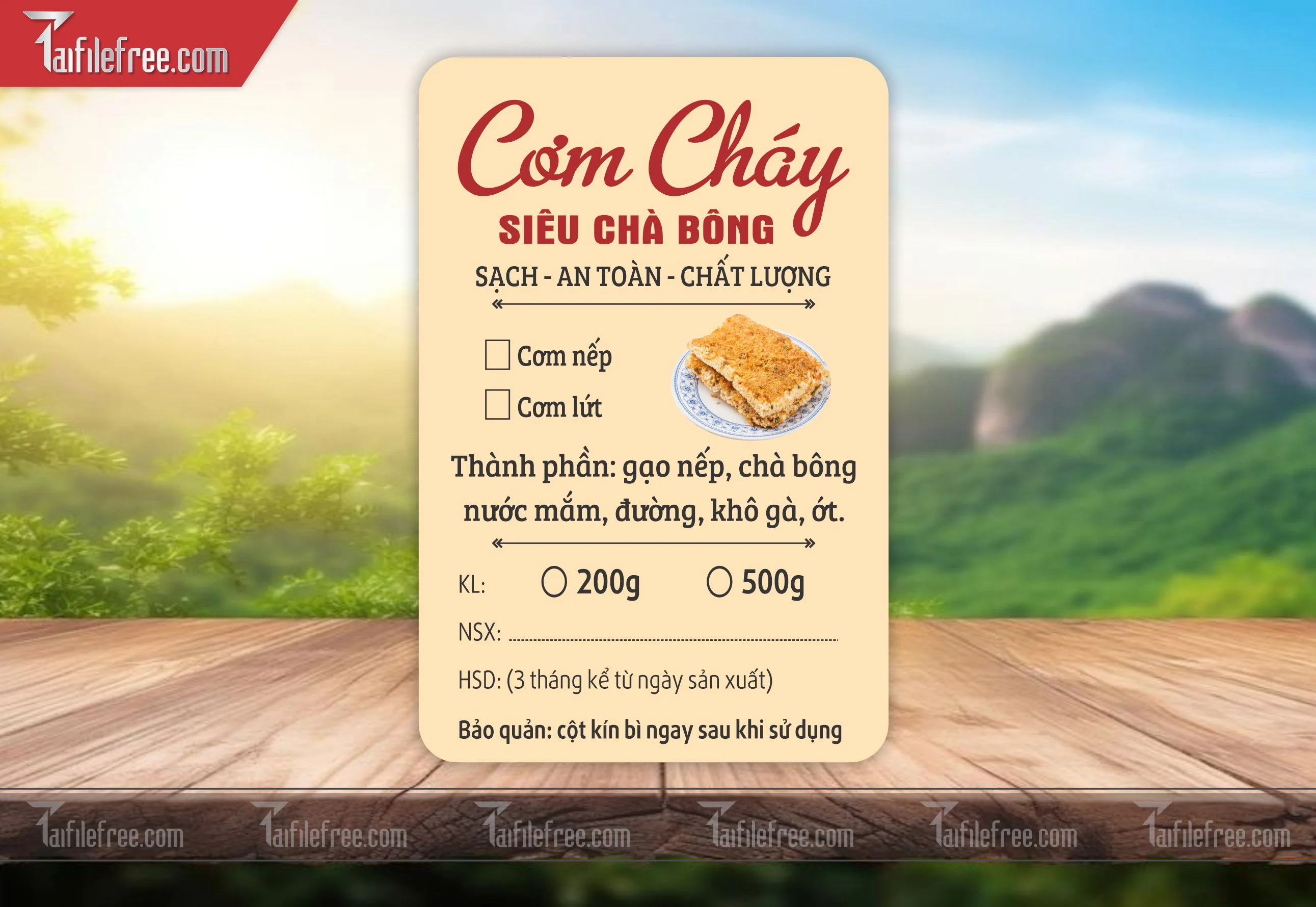 Mẫu Thiết Kế Tem Nhãn Sản Phẩm, Tem Cơm Cháy TN17