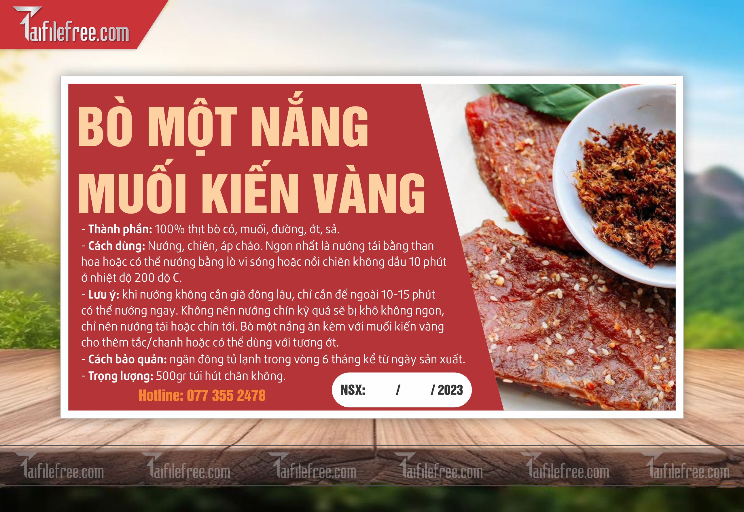 Mẫu Thiết Kế Tem Nhãn Sản Phẩm, Tem Bò Một Nắng TN18