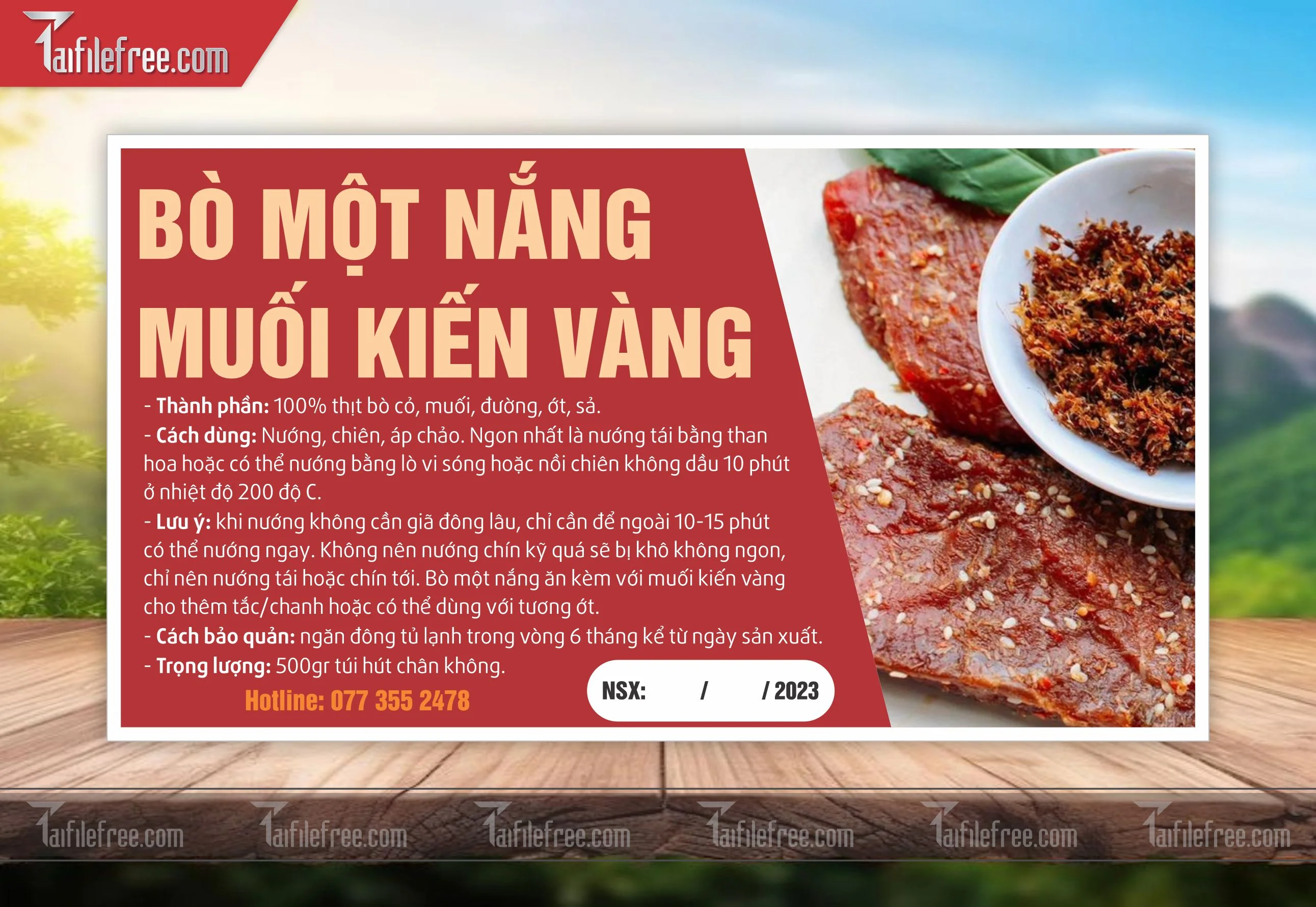 Mẫu Thiết Kế Tem Nhãn Sản Phẩm, Tem Bò Một Nắng TN18
