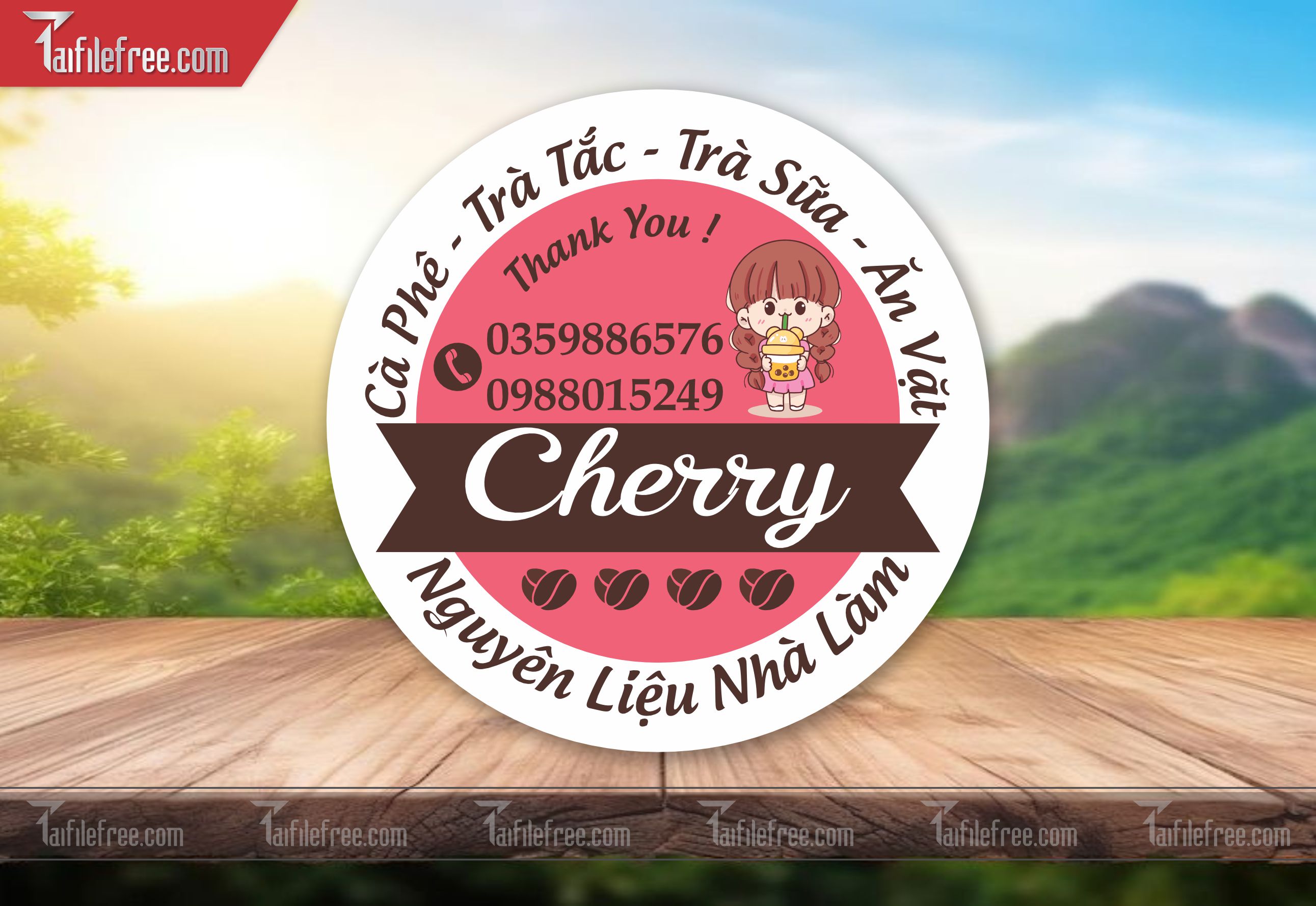 Mẫu Thiết Kế Tem Nhãn Sản Phẩm, Tem Trà Sữa  Ăn Vặt TN21
