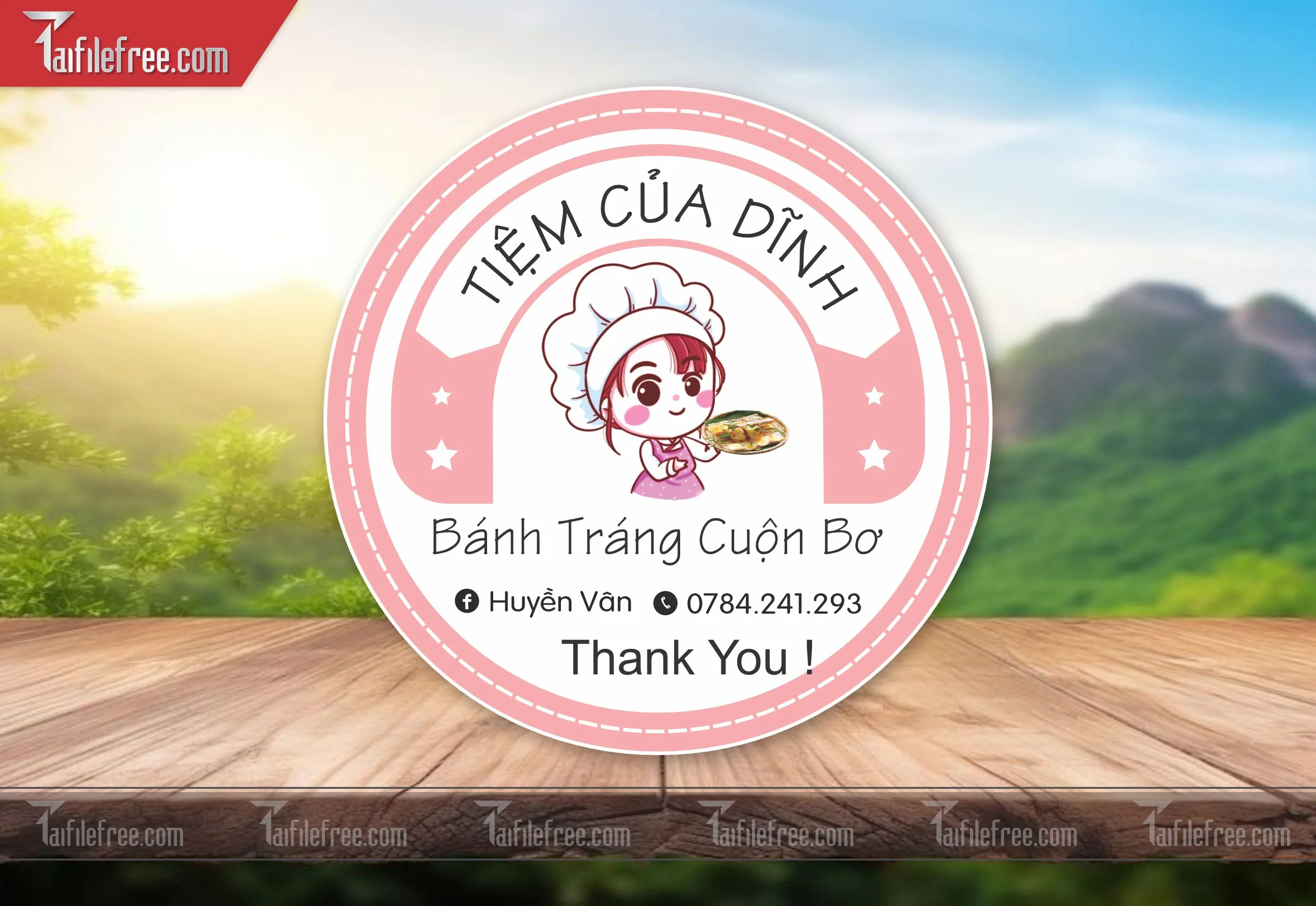 Mẫu Thiết Kế Tem Nhãn Sản Phẩm, Tem Bánh Tráng Cuốn Bơ TN24