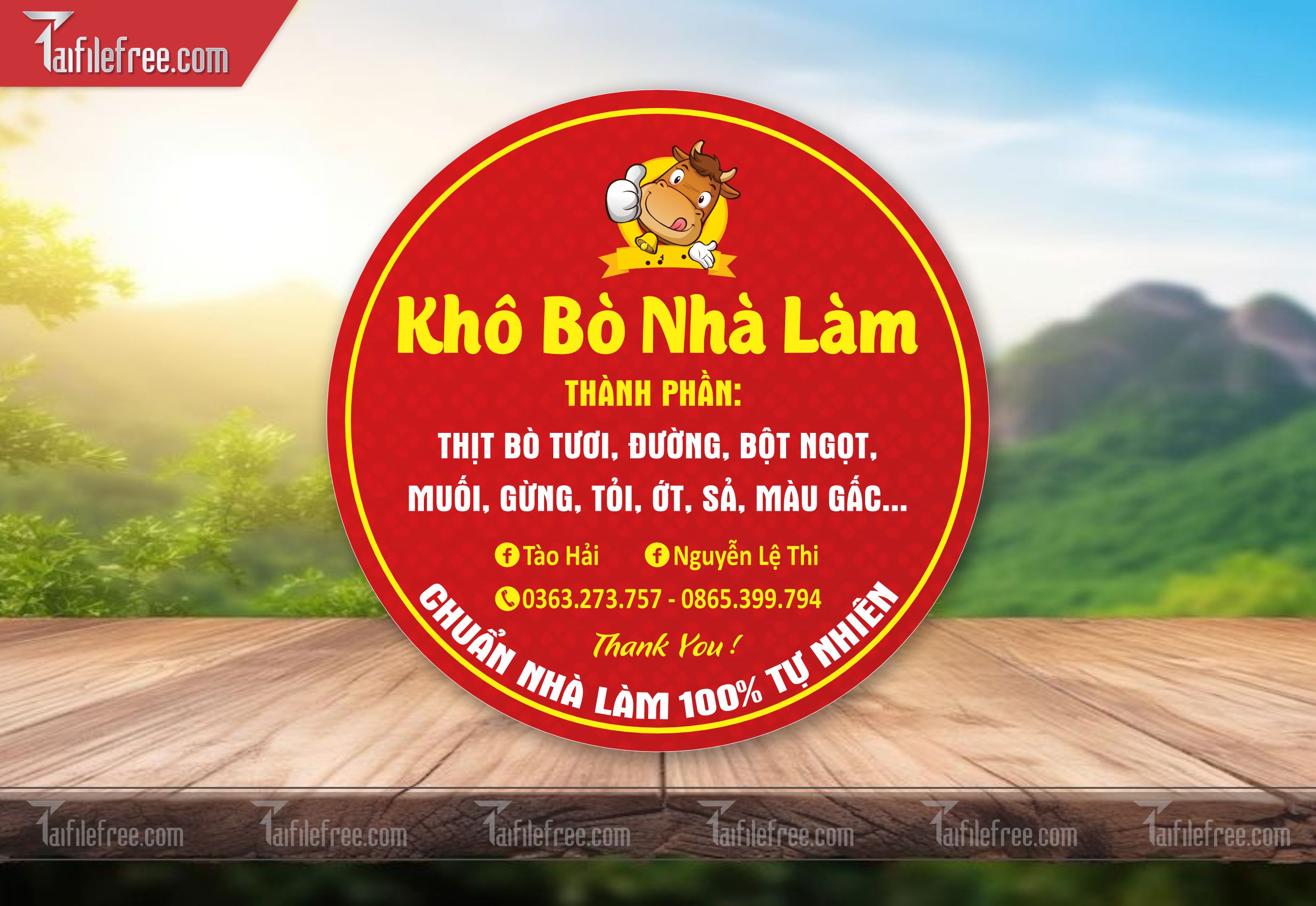 Mẫu Thiết Kế Tem Nhãn Sản Phẩm, Tem Khô Bò Nhà Làm TN26