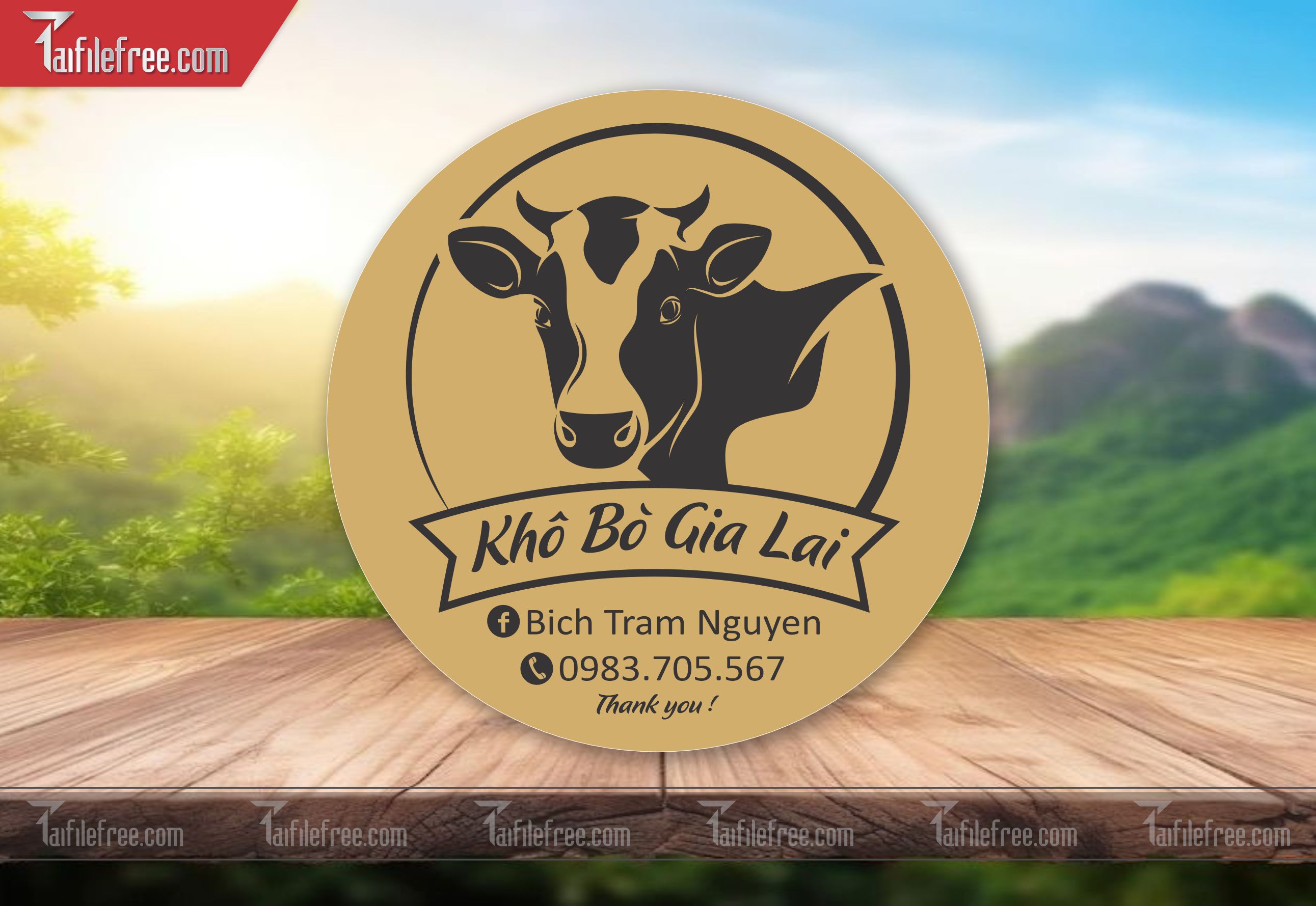 Mẫu Thiết Kế Tem Nhãn Sản Phẩm, Tem Khô Bò Gia Lai TN27