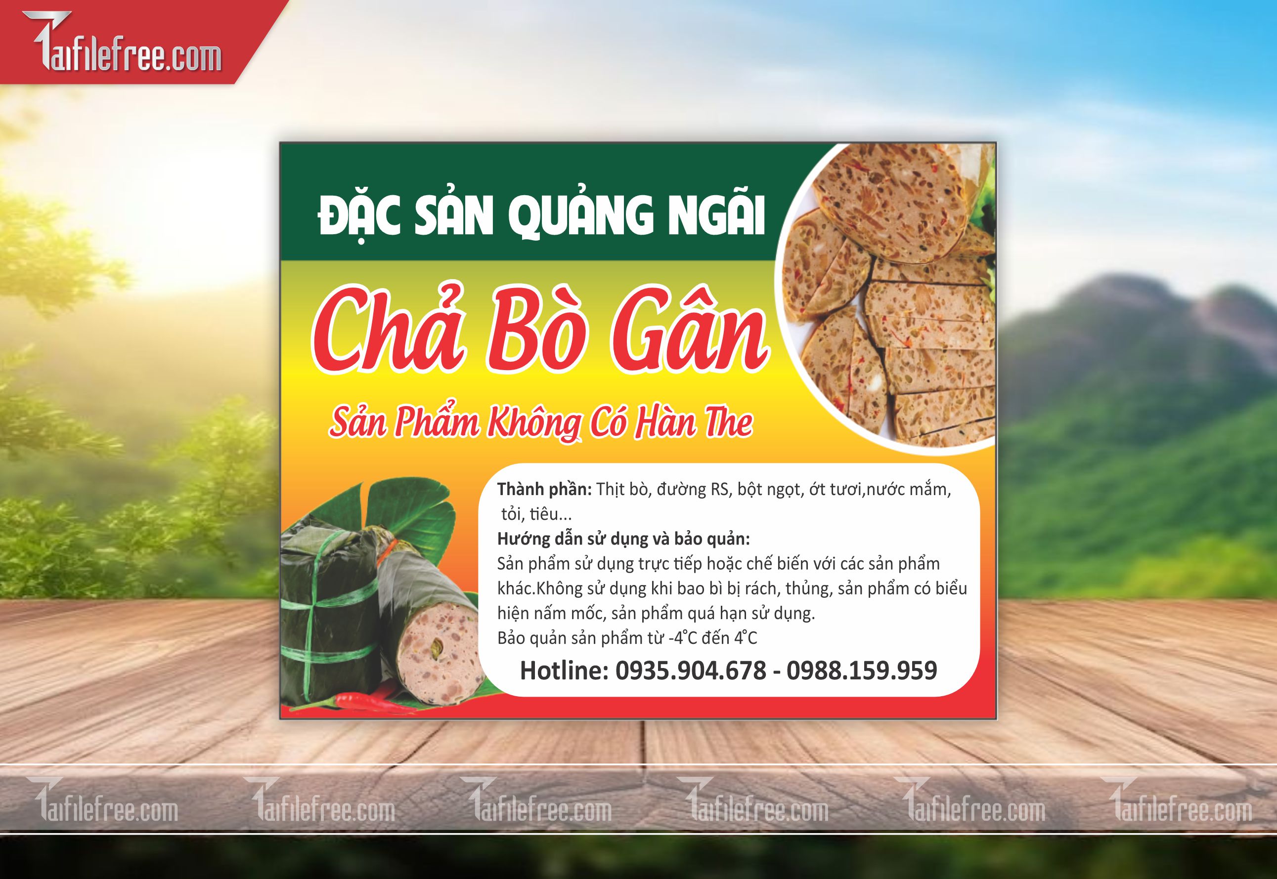 Mẫu Thiết Kế Tem Nhãn Sản Phẩm, Tem Chả Bò Gân TN31