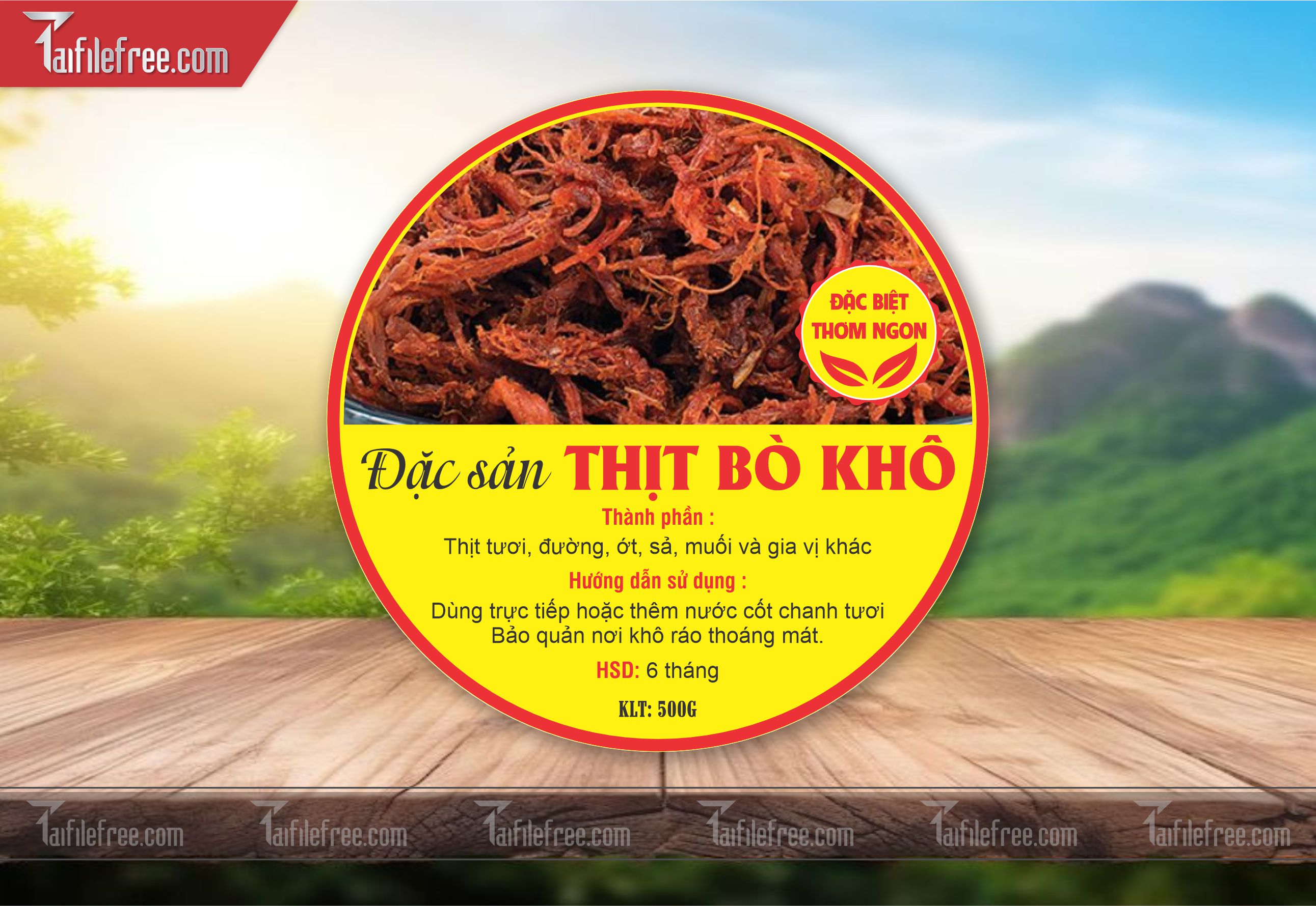 Mẫu Thiết Kế Tem Nhãn Sản Phẩm, Tem Thịt Bò Khô TN39