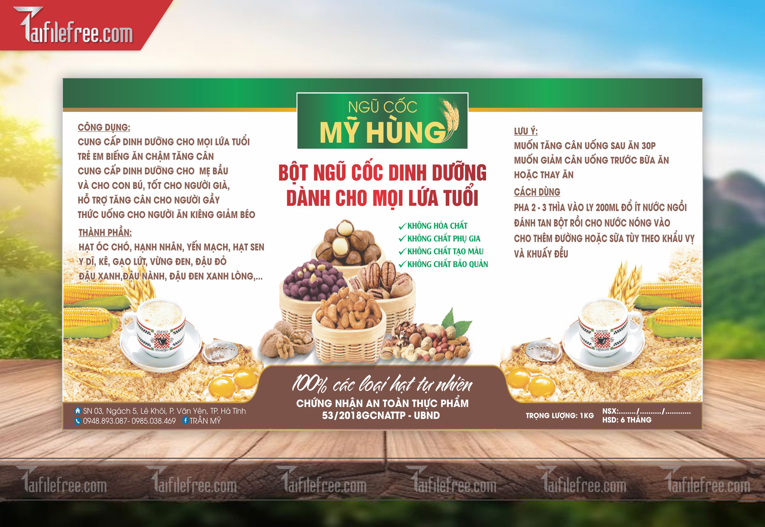 Mẫu Thiết Kế Tem Nhãn Sản Phẩm, Tem Bột Ngũ Cốc TN40