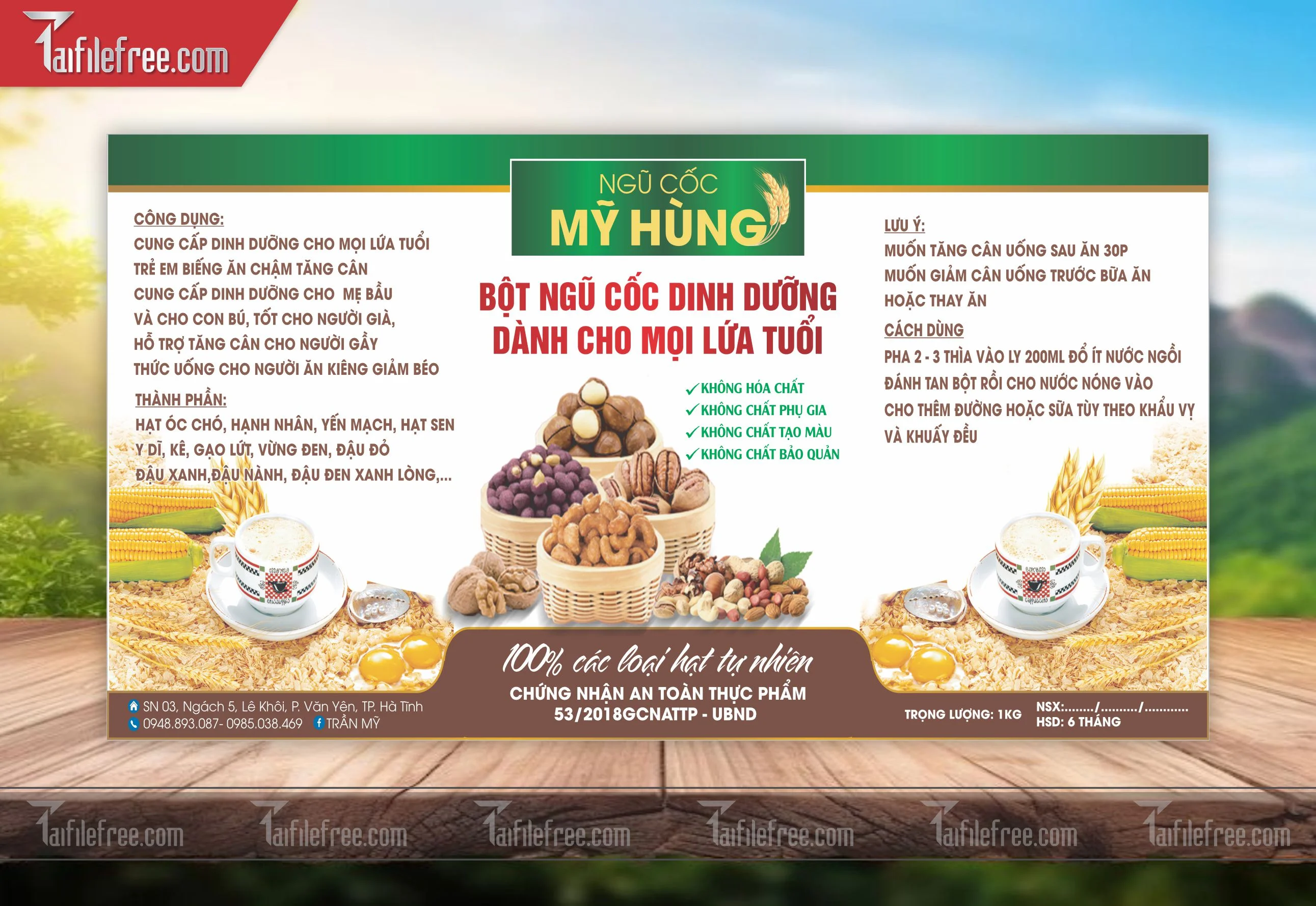Mẫu Thiết Kế Tem Nhãn Sản Phẩm, Tem Bột Ngũ Cốc TN40