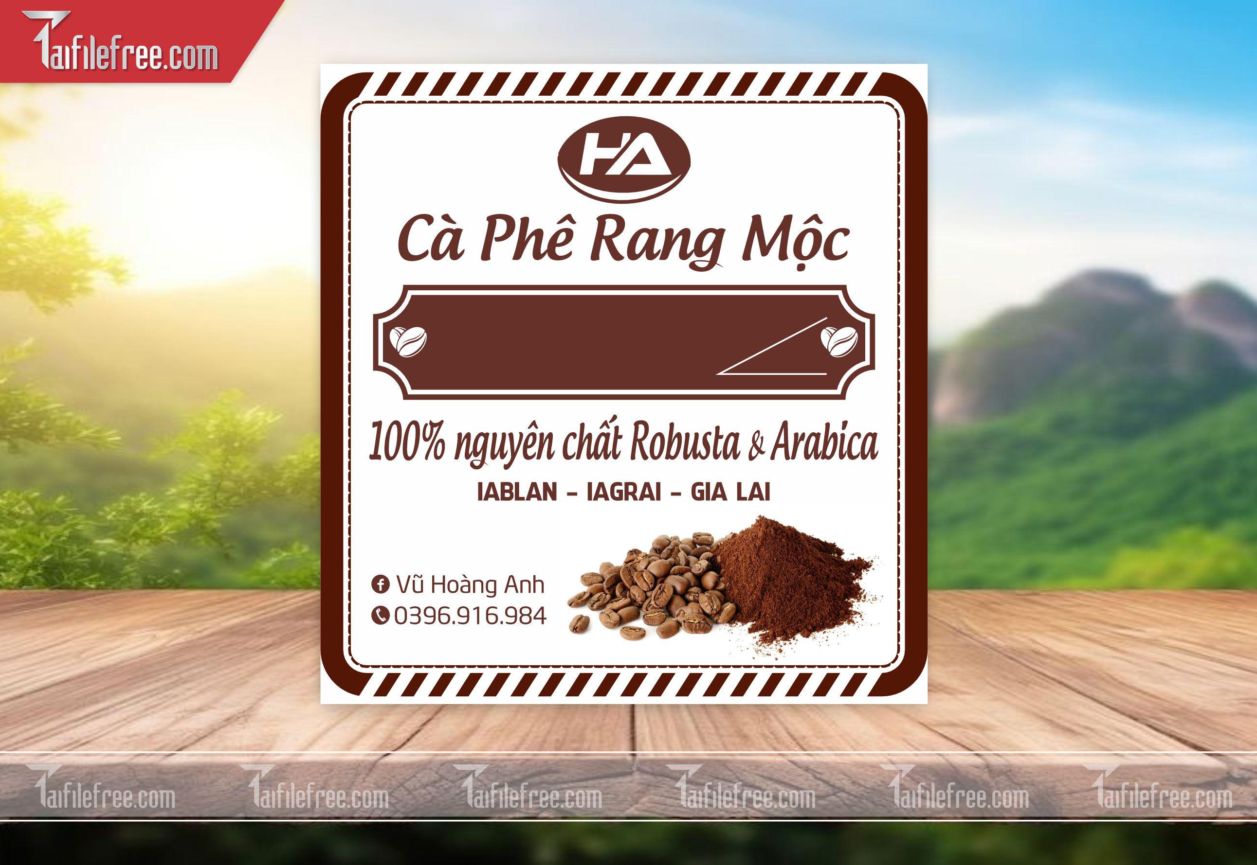 Mẫu Thiết Kế Tem Nhãn Sản Phẩm, Tem Cà Phê Rang TN41