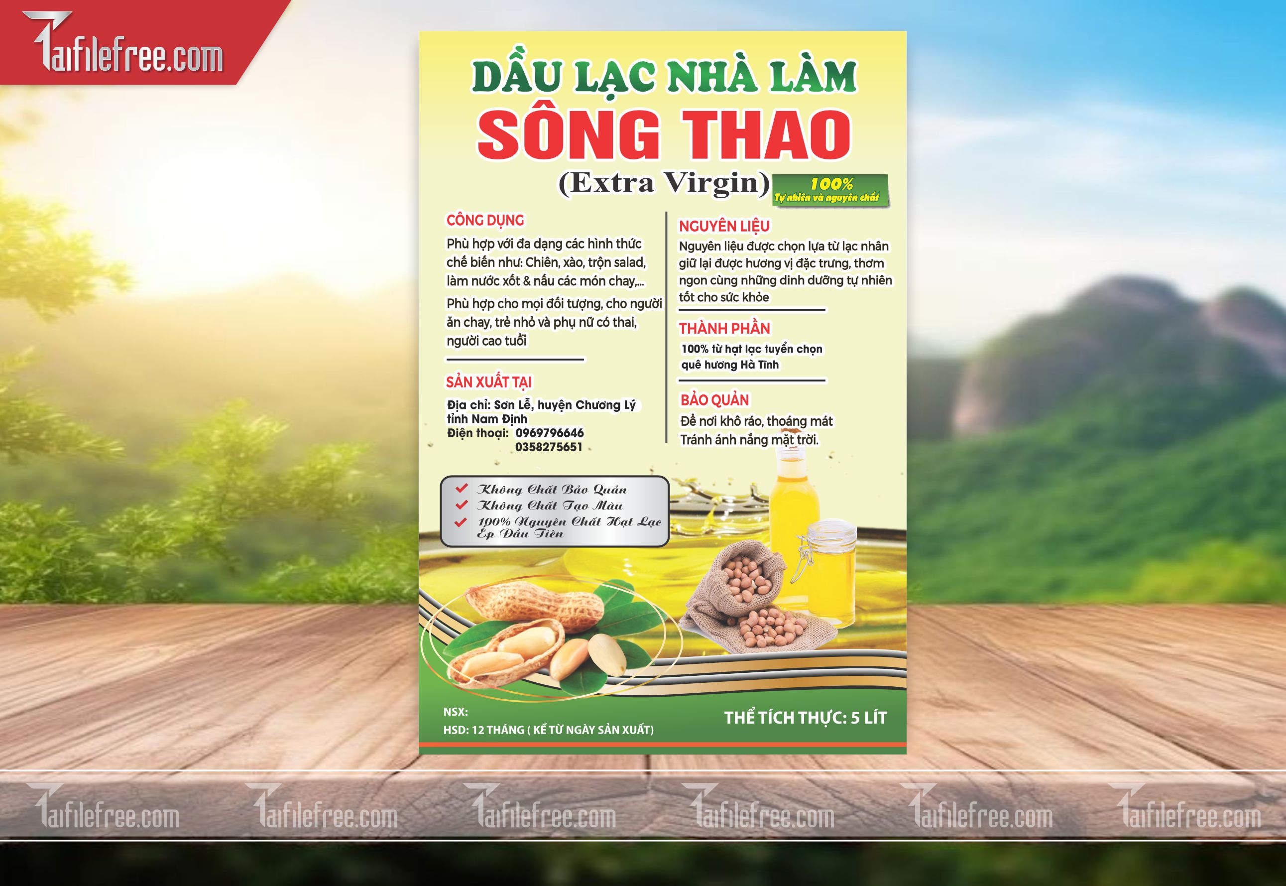 Mẫu Thiết Kế Tem Nhãn Sản Phẩm, Tem Dầu Lạc TN45