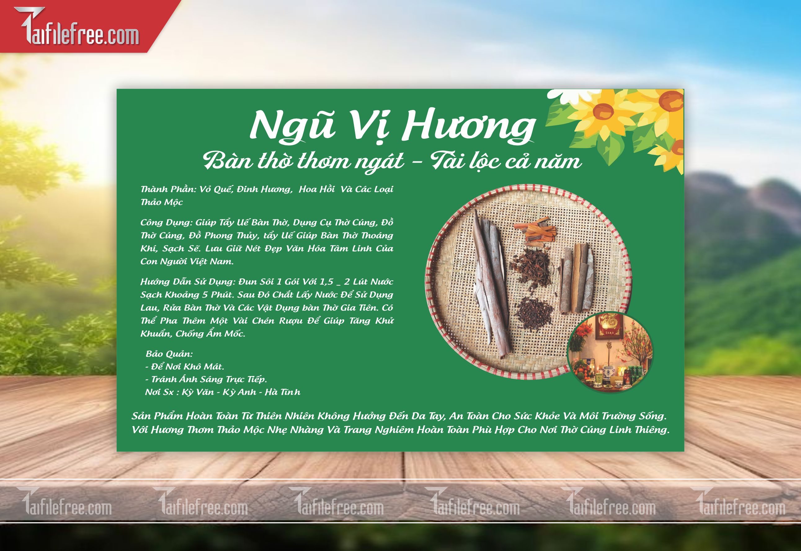 Mẫu Thiết Kế Tem Nhãn Sản Phẩm, Tem Ngũ Vị Hương TN50